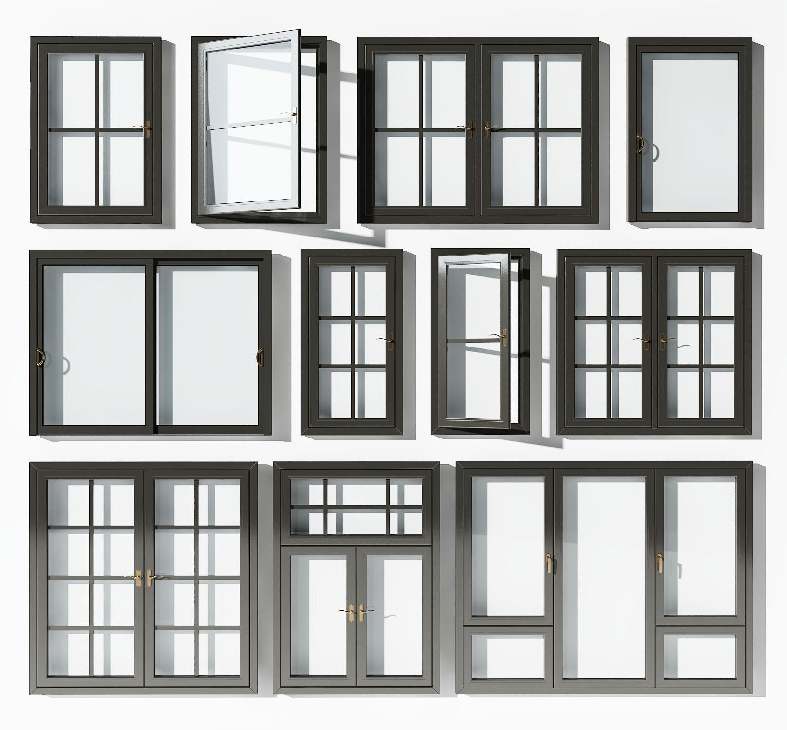 现代铝合金窗户3d模型下载