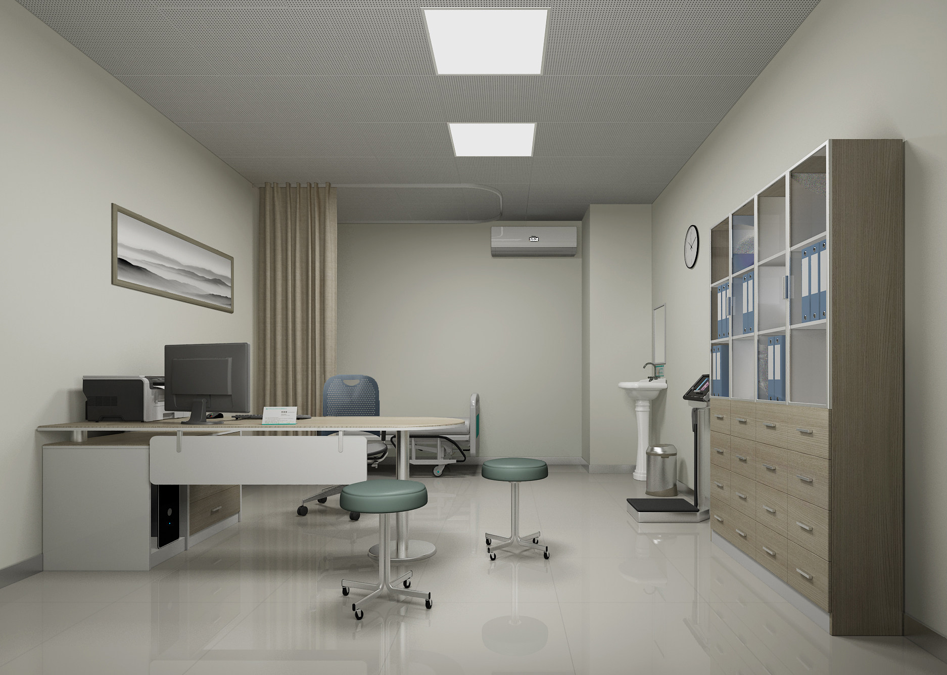 现代医院诊疗室3d模型下载