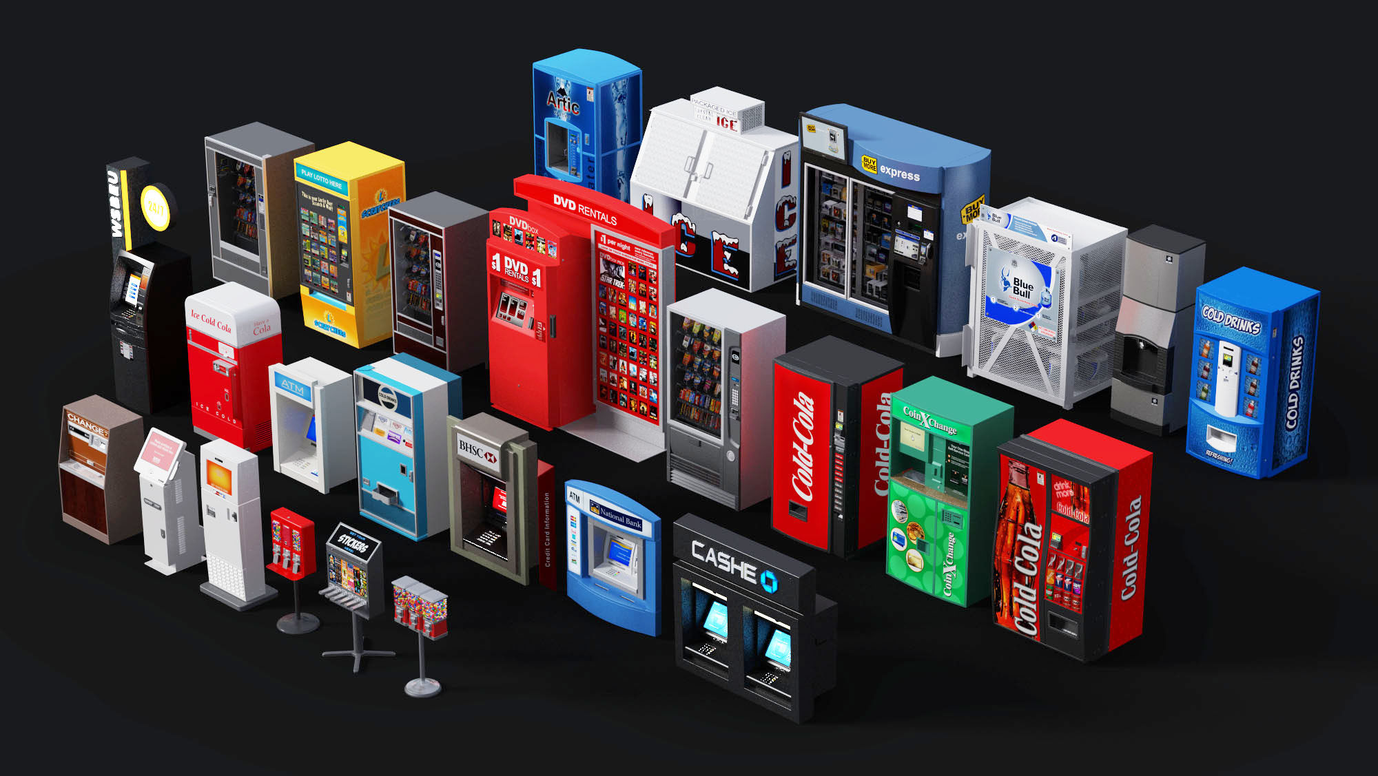 现代自动饮料售卖机3d模型下载