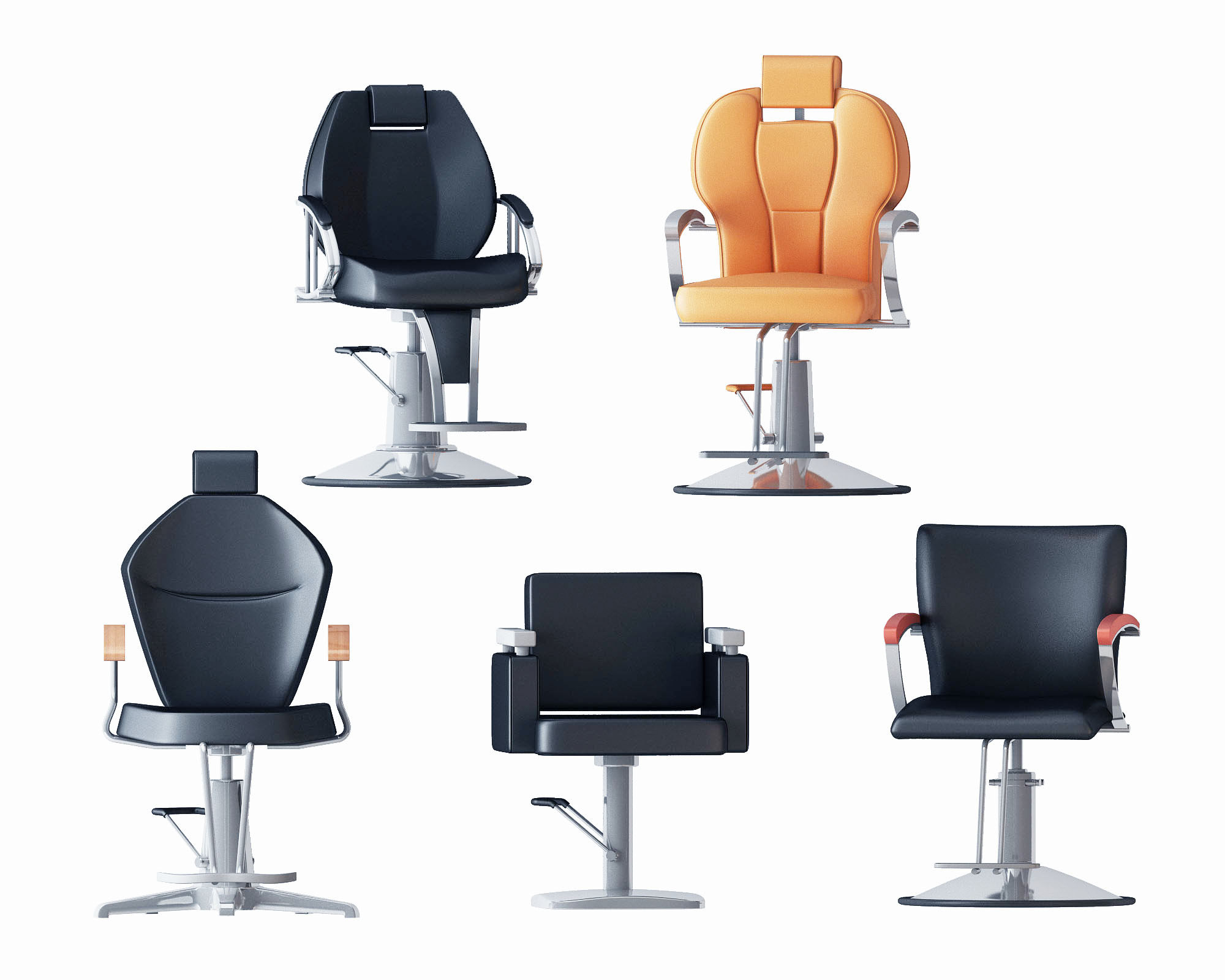 现代皮革理发椅3d模型下载