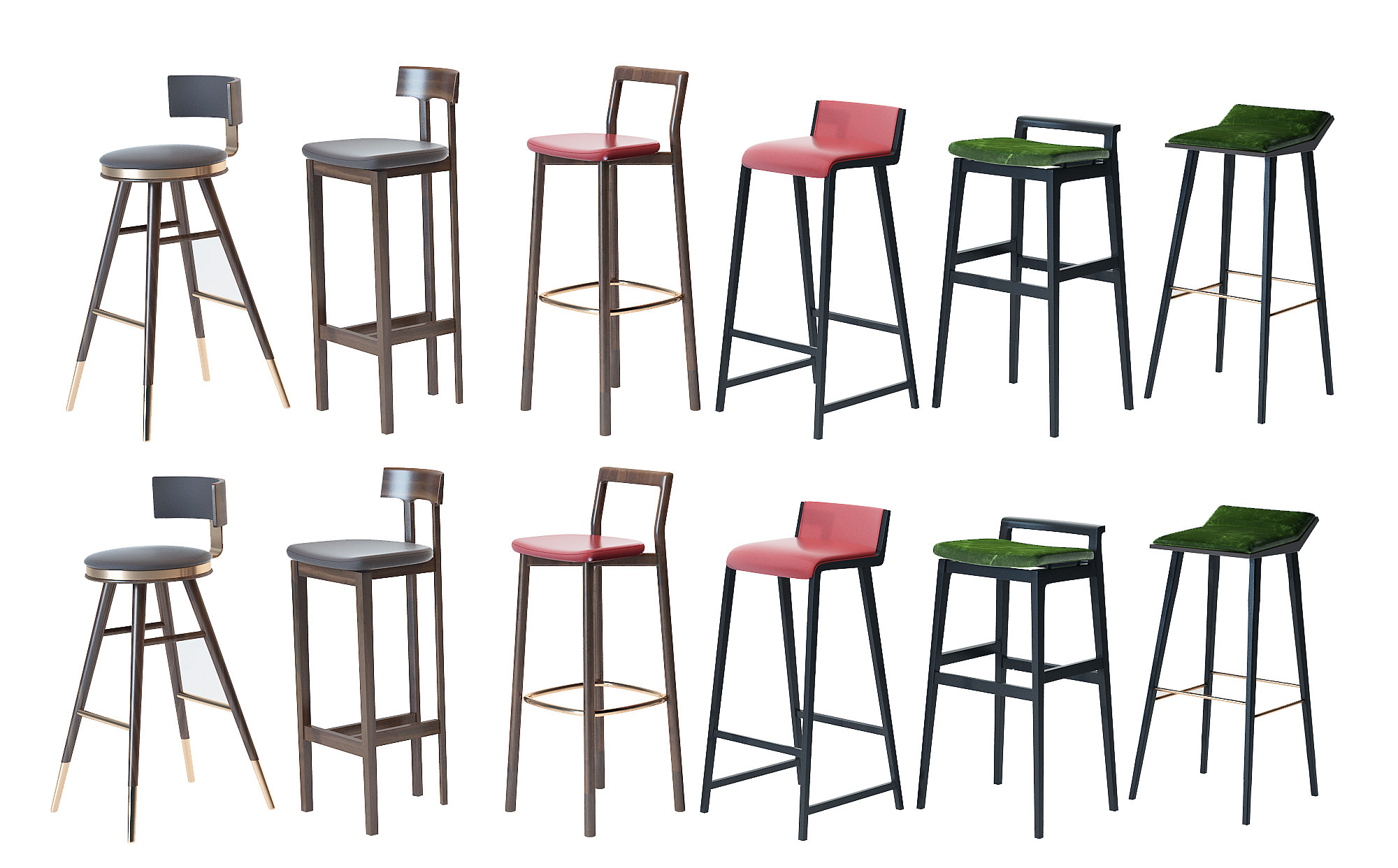 现代皮革吧台椅3d模型下载