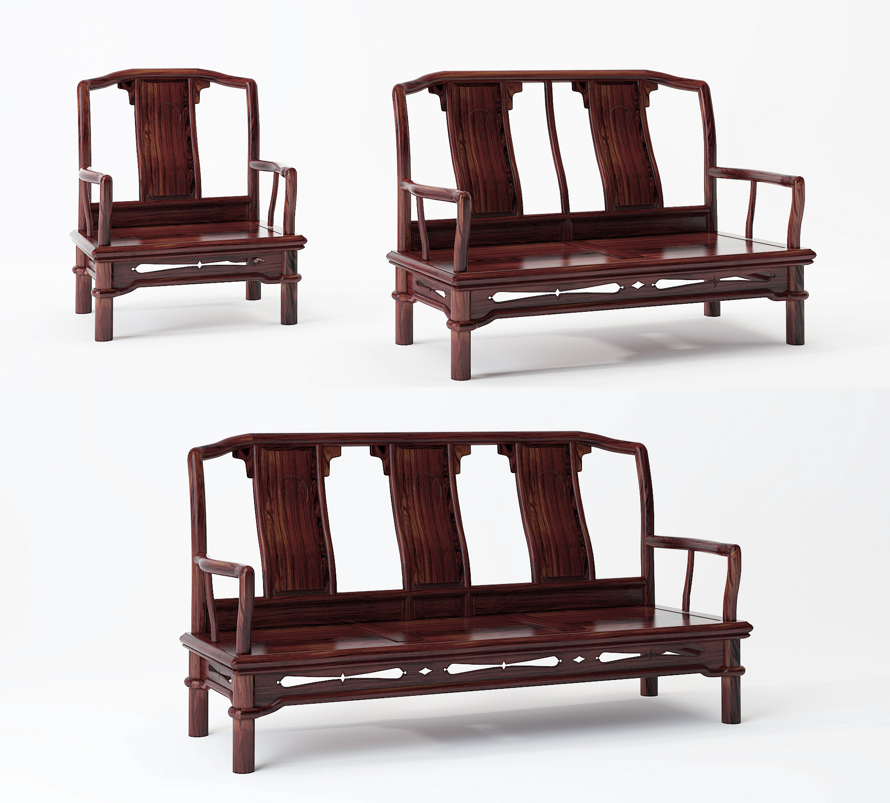 中式古典红木家具，沙发椅子3d模型下载
