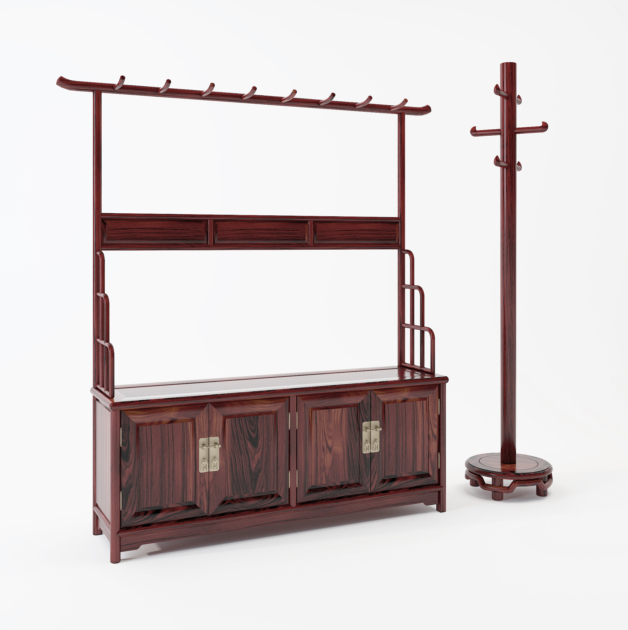 中式古典实木红木家具衣架3d模型下载