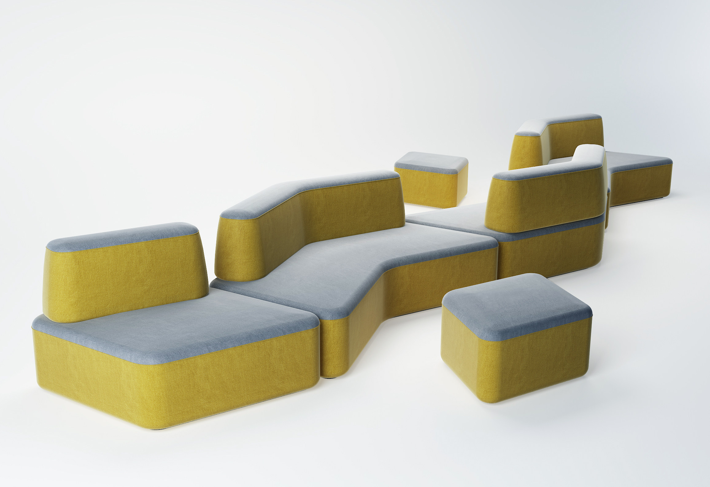 现代办公异形沙发3d模型下载