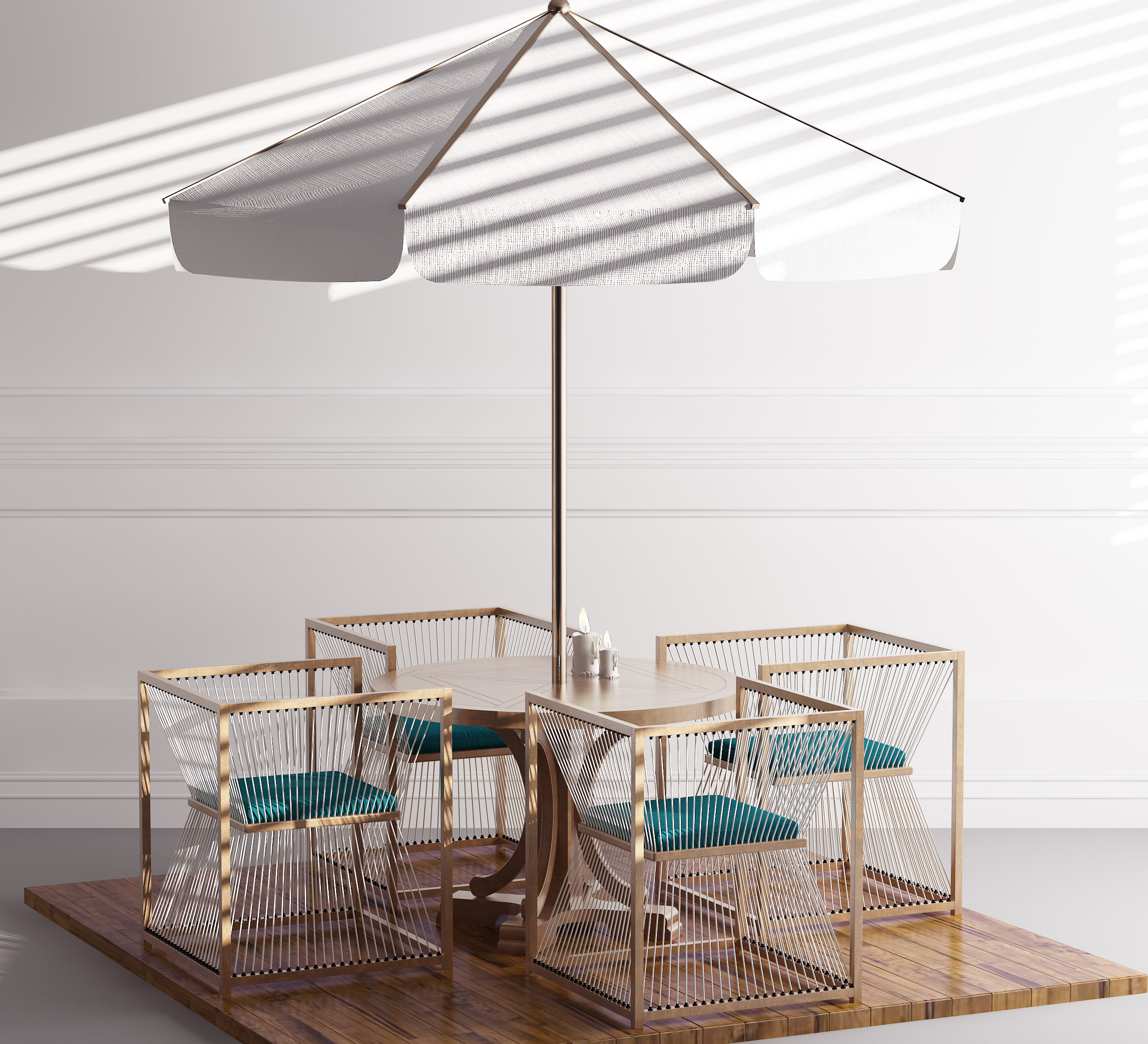 现代户外休闲桌椅，遮阳伞3d模型下载