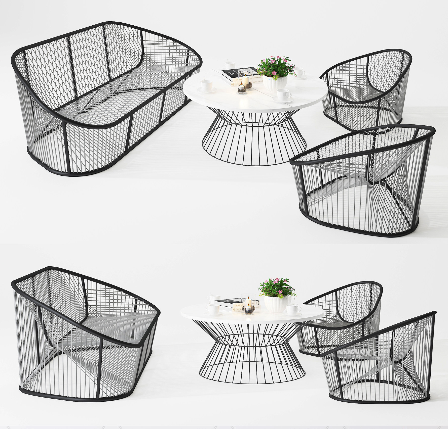 现代户外桌椅，沙发茶几3d模型下载