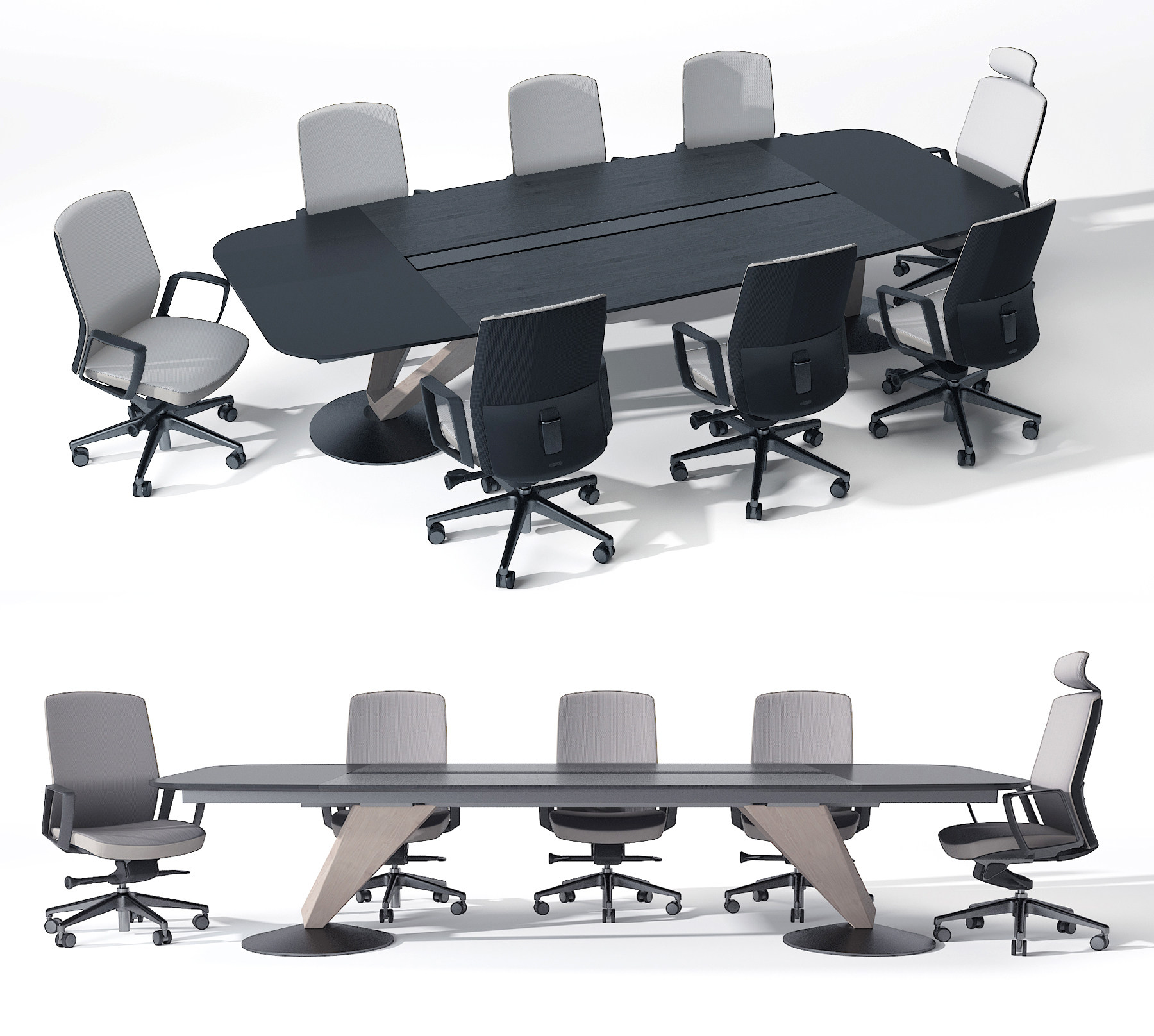 现代会议桌椅3d模型下载