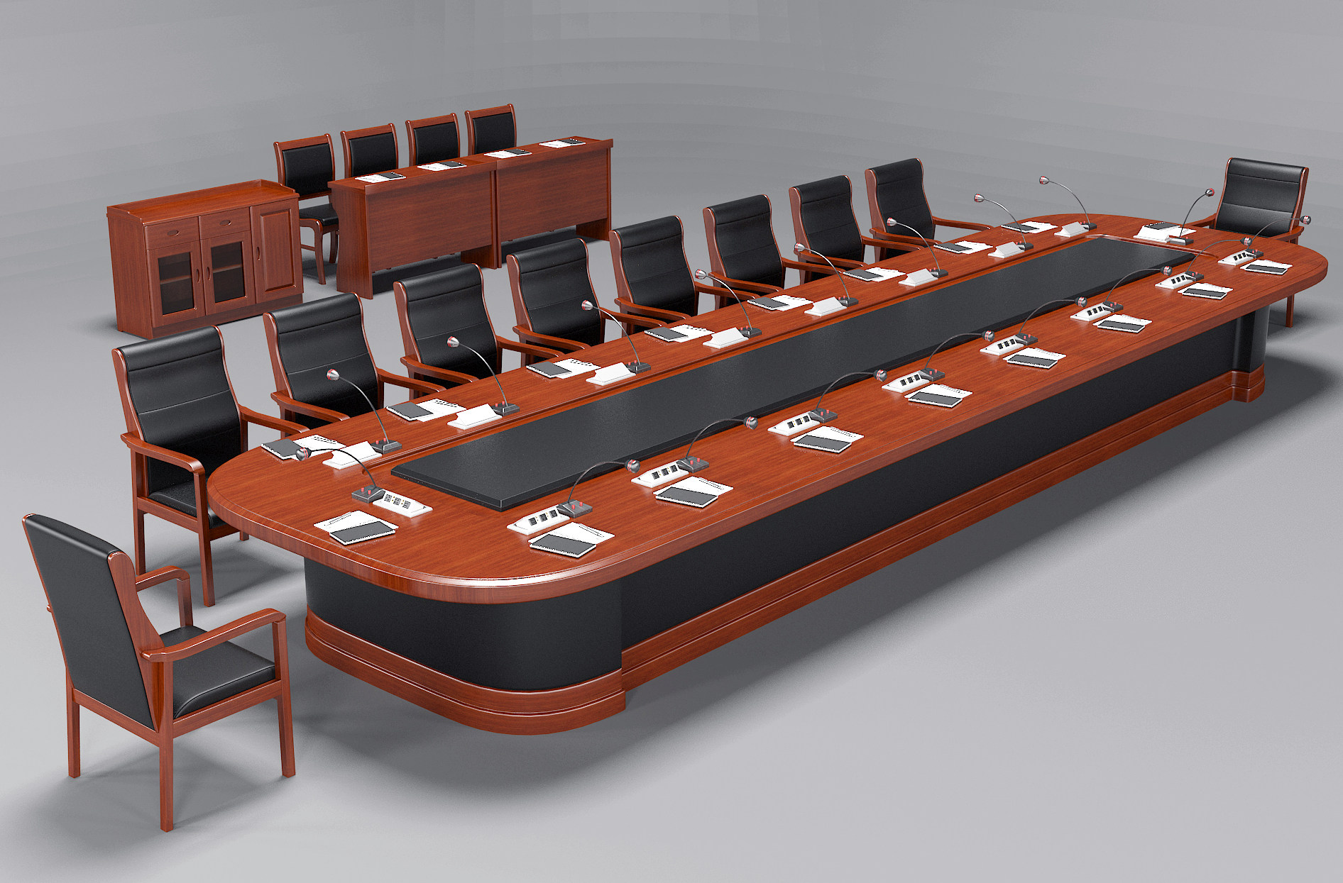 新中式会议室桌椅3d模型下载