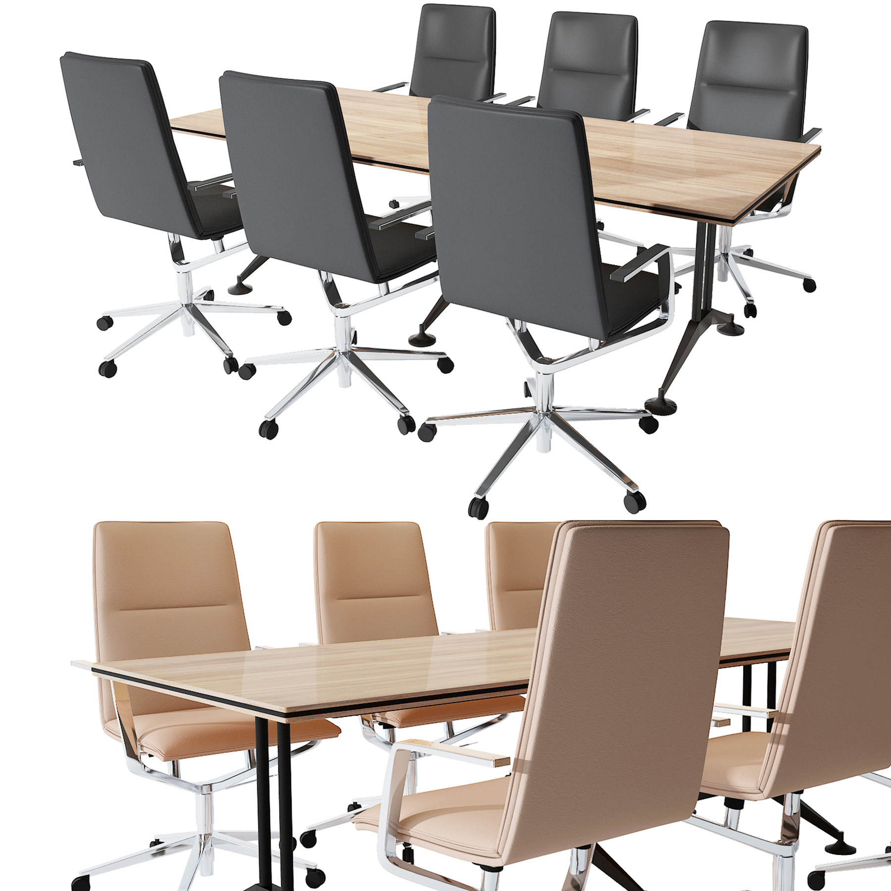 现代小会议桌椅3d模型下载