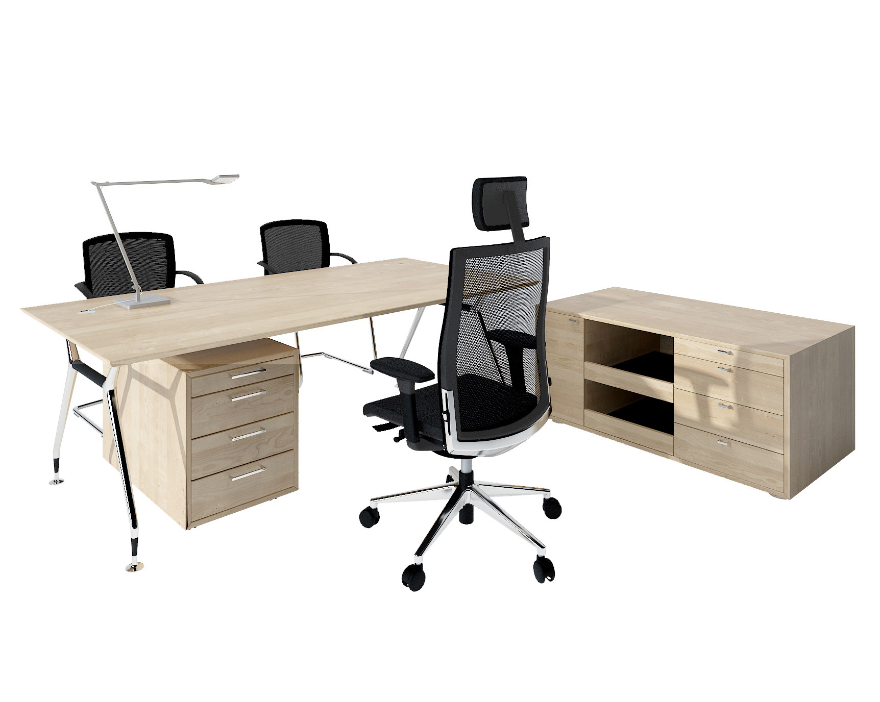 现代办公桌椅3d模型下载