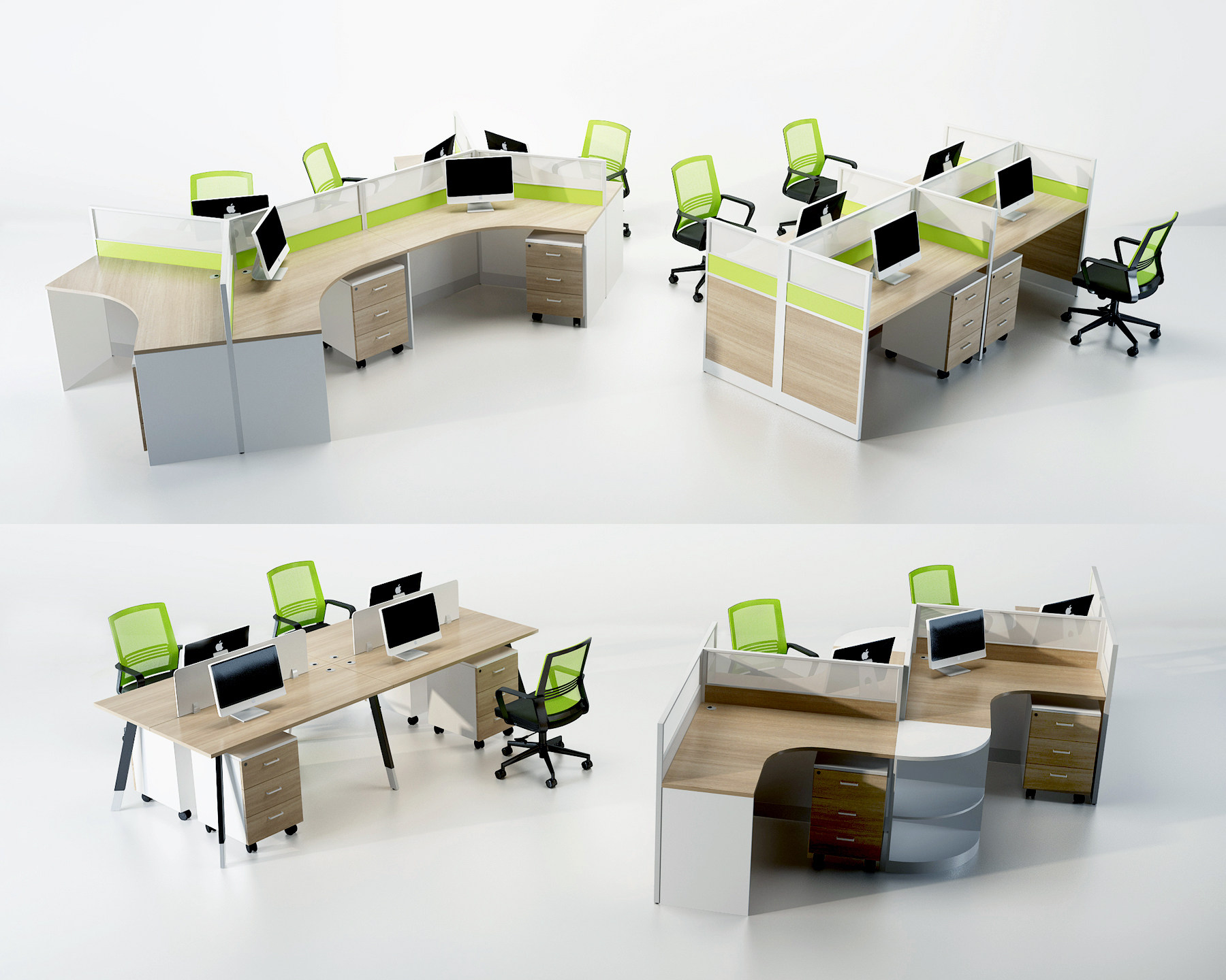 现代办公桌椅工位3d模型下载