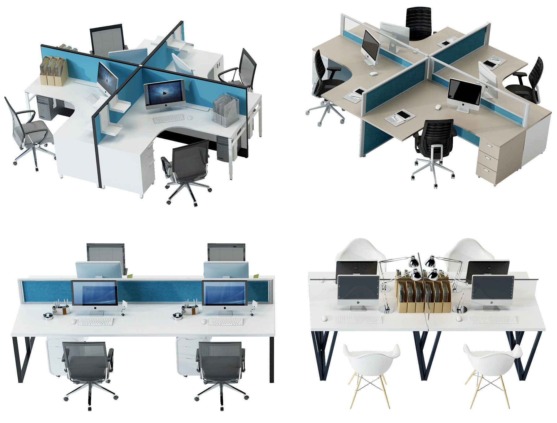 现代办公桌椅卡位.工位3d模型下载