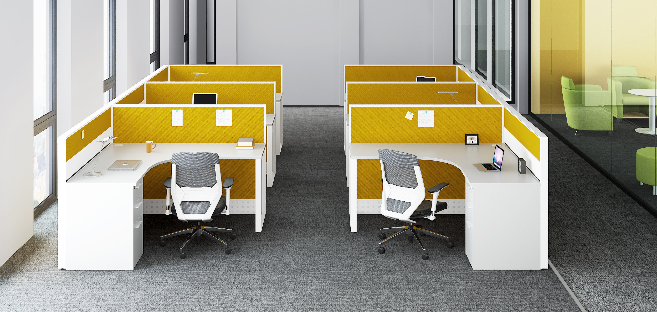 现代办公桌工位3d模型下载