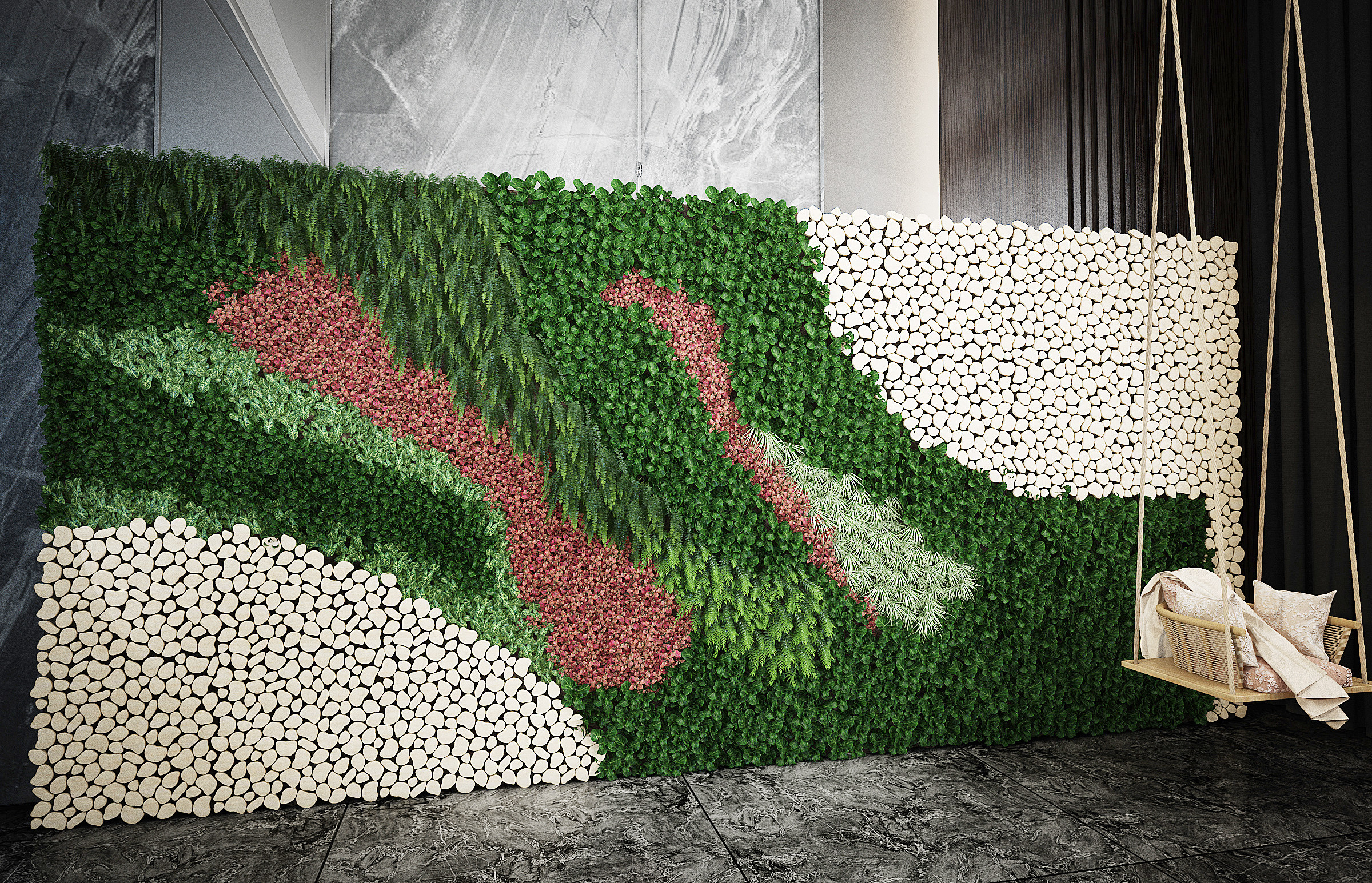 现代绿植植物墙3d模型下载