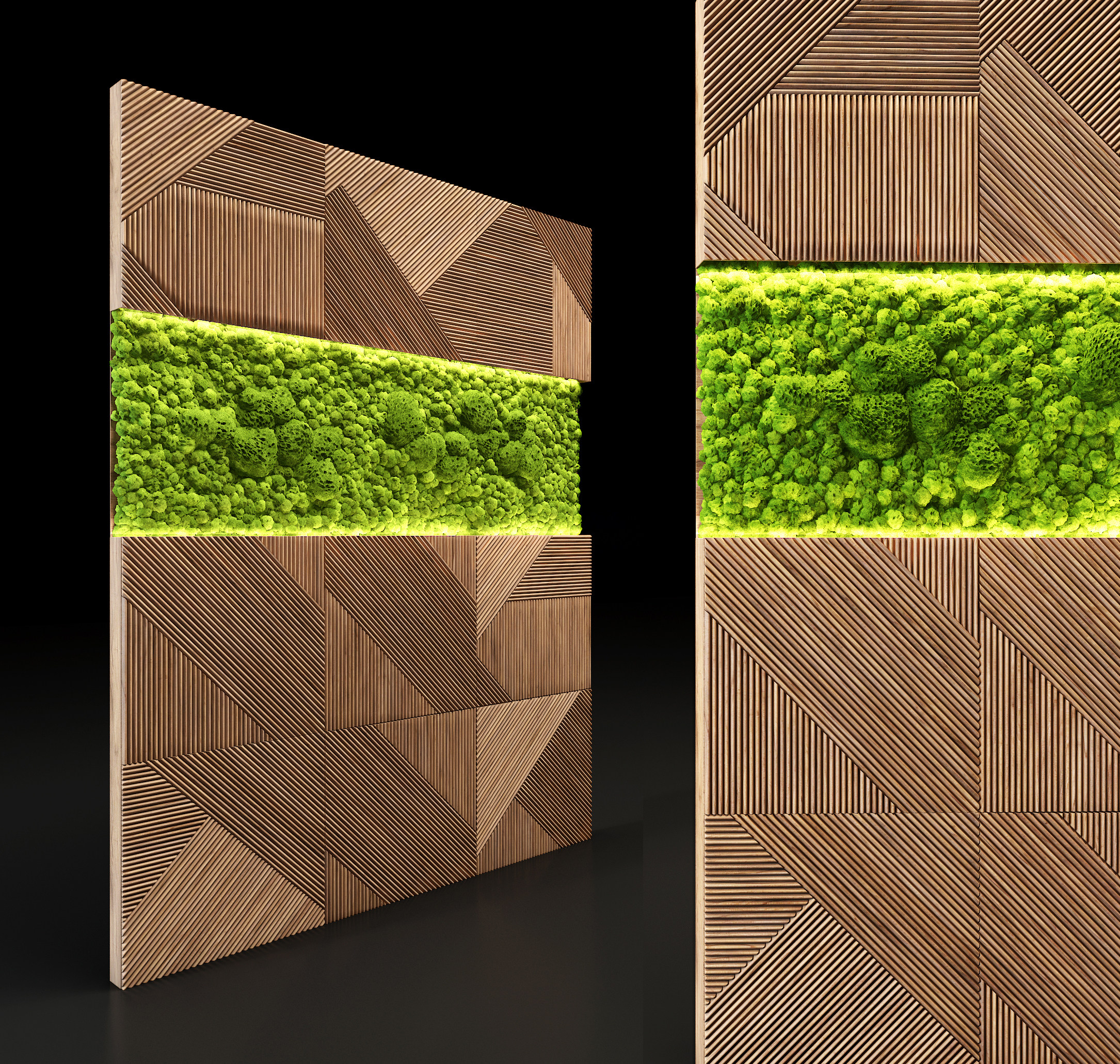 现代苔藓植物，背景墙3d模型下载