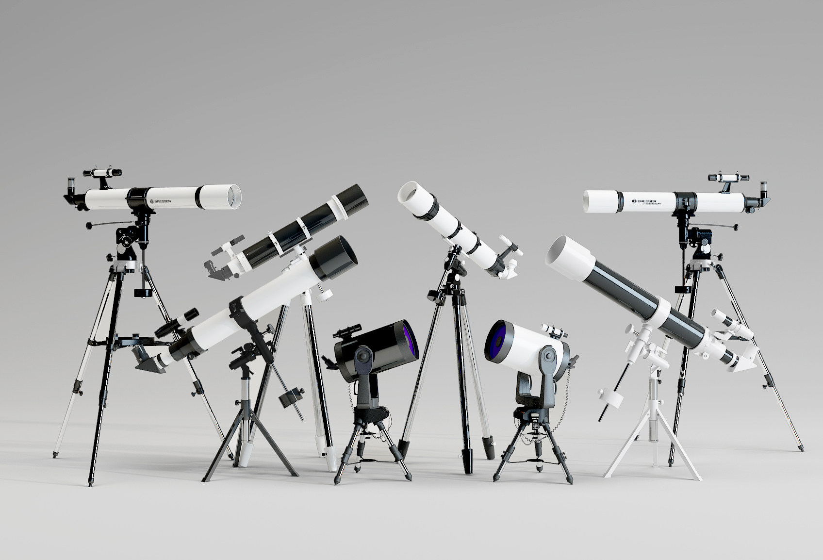 现代天文望远镜组合3d模型下载