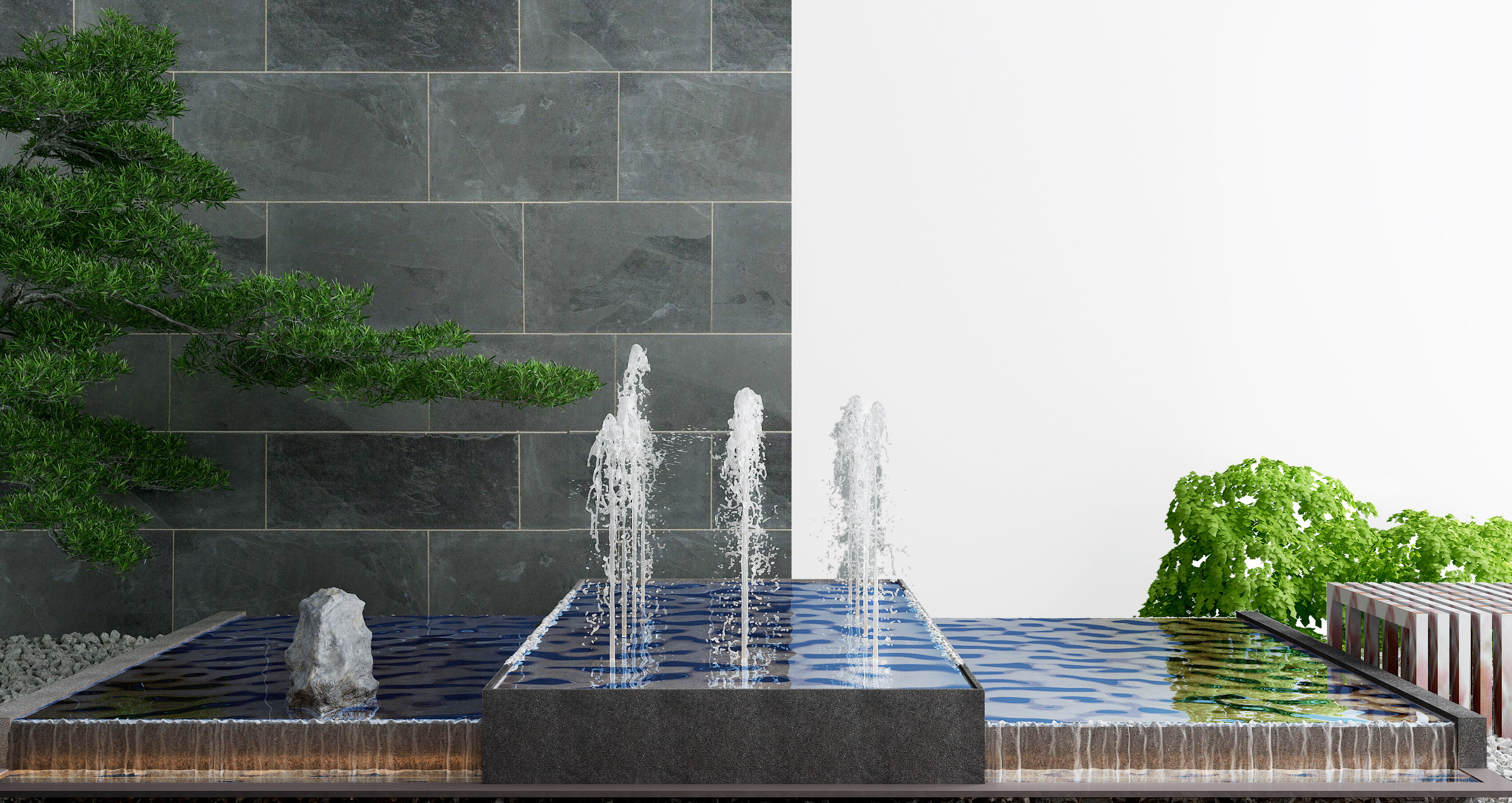 新中式庭院水景小品，喷泉，3d模型下载