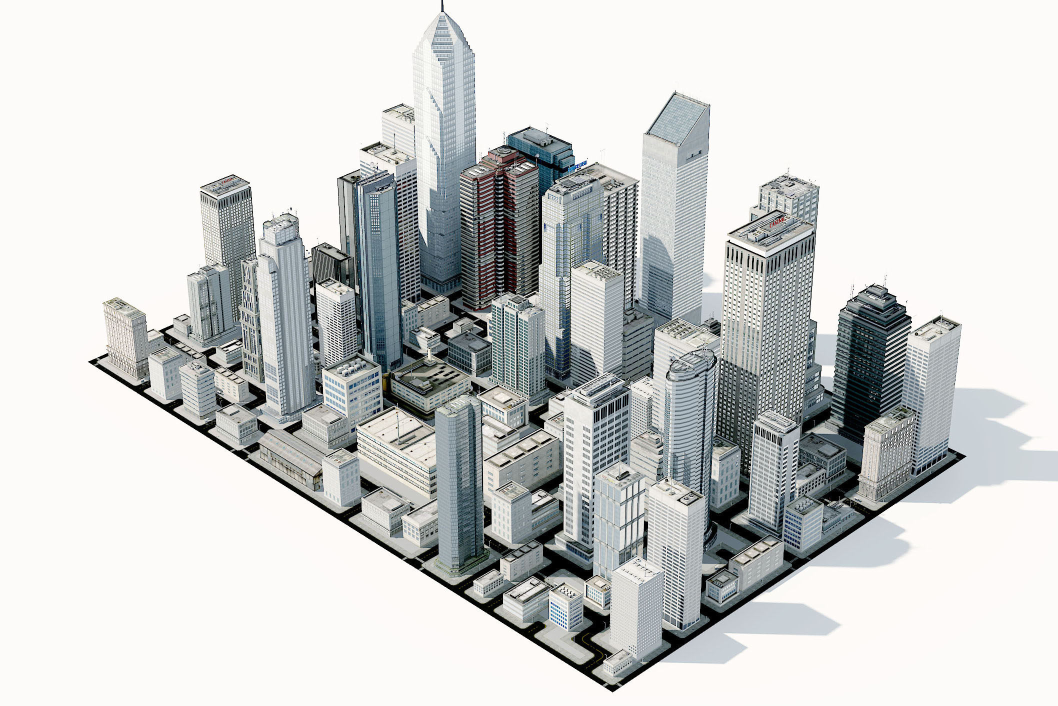 现代鸟瞰城市建筑群3d模型下载