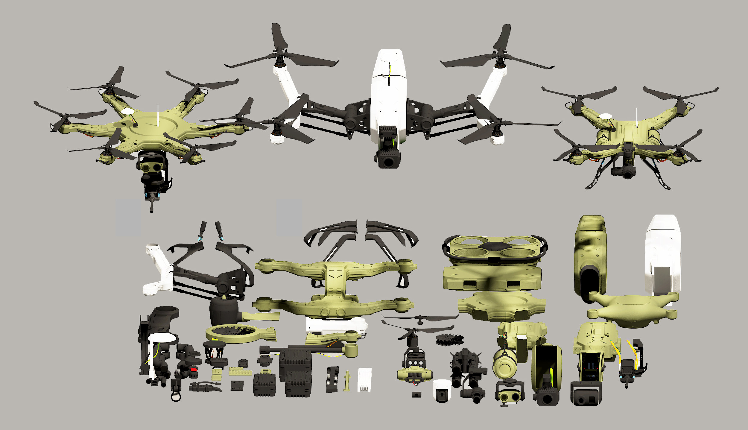 工业风折叠式无人机3d模型下载