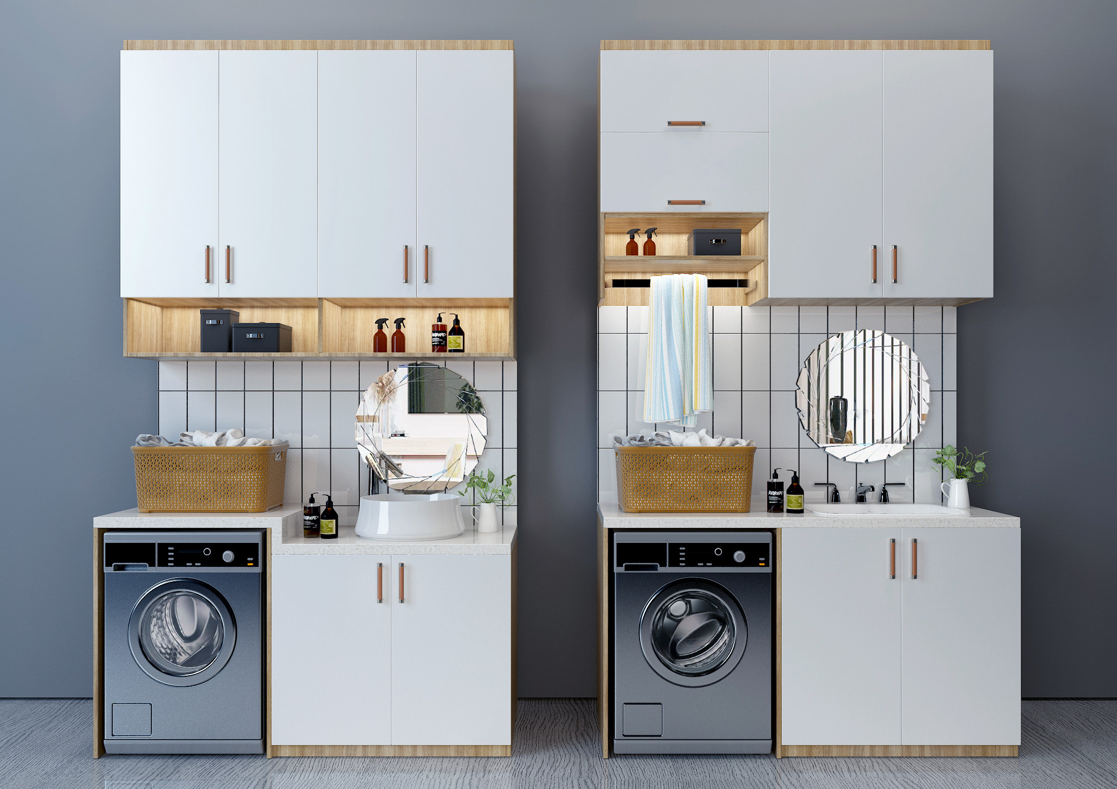 北欧洗衣机柜浴室柜3d模型下载