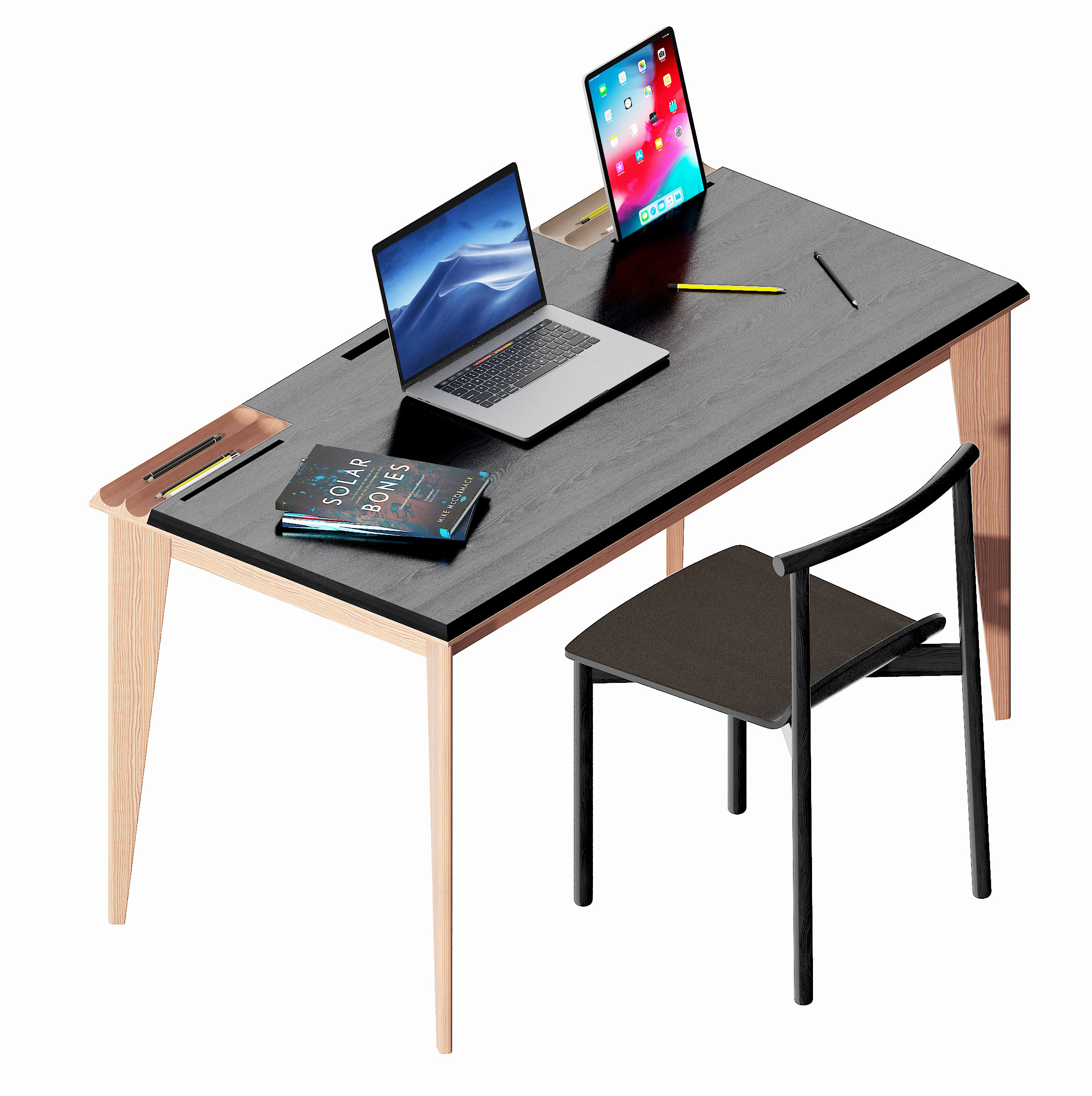 现代简易书桌椅，3d模型下载