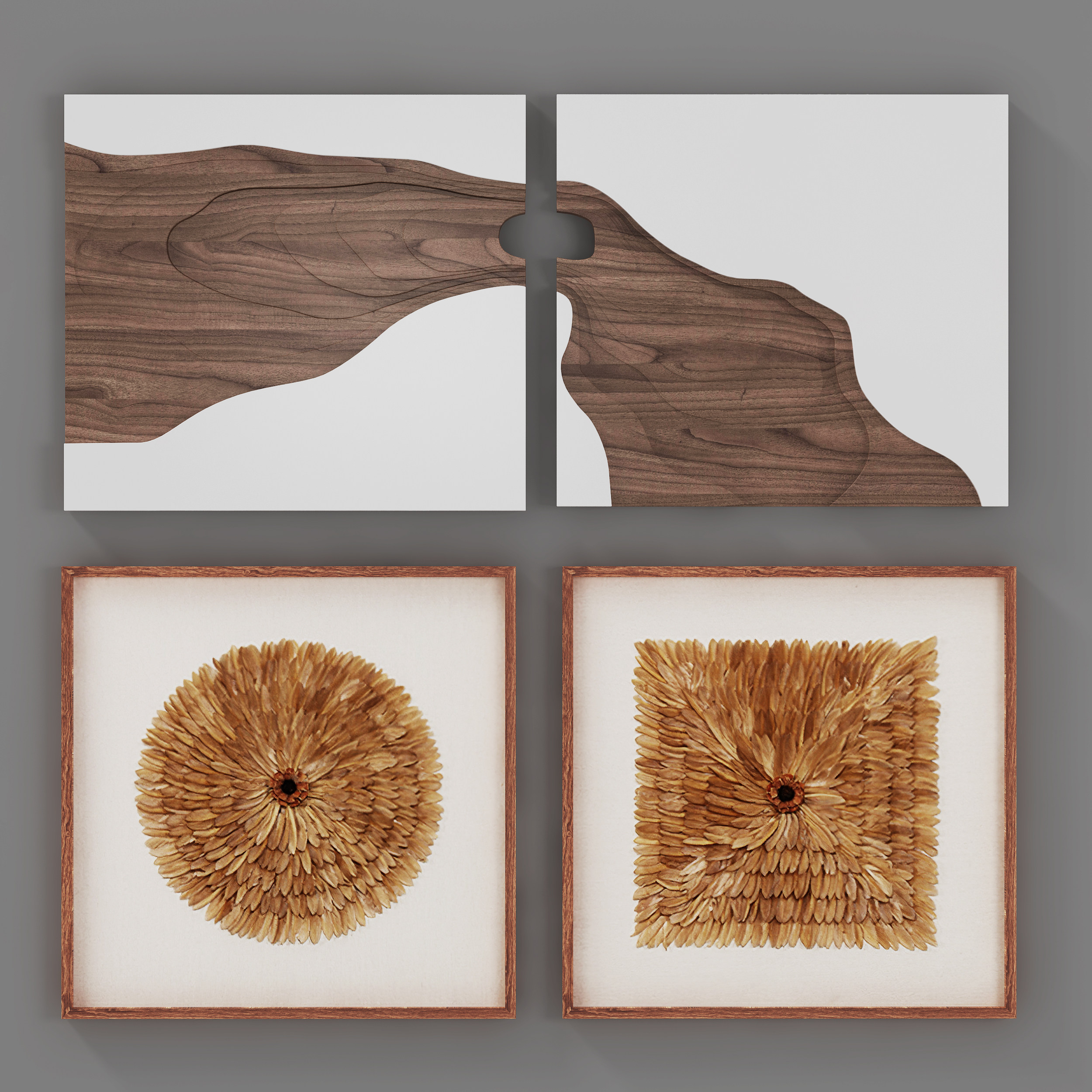 现代抽象树轮装饰画3d模型下载