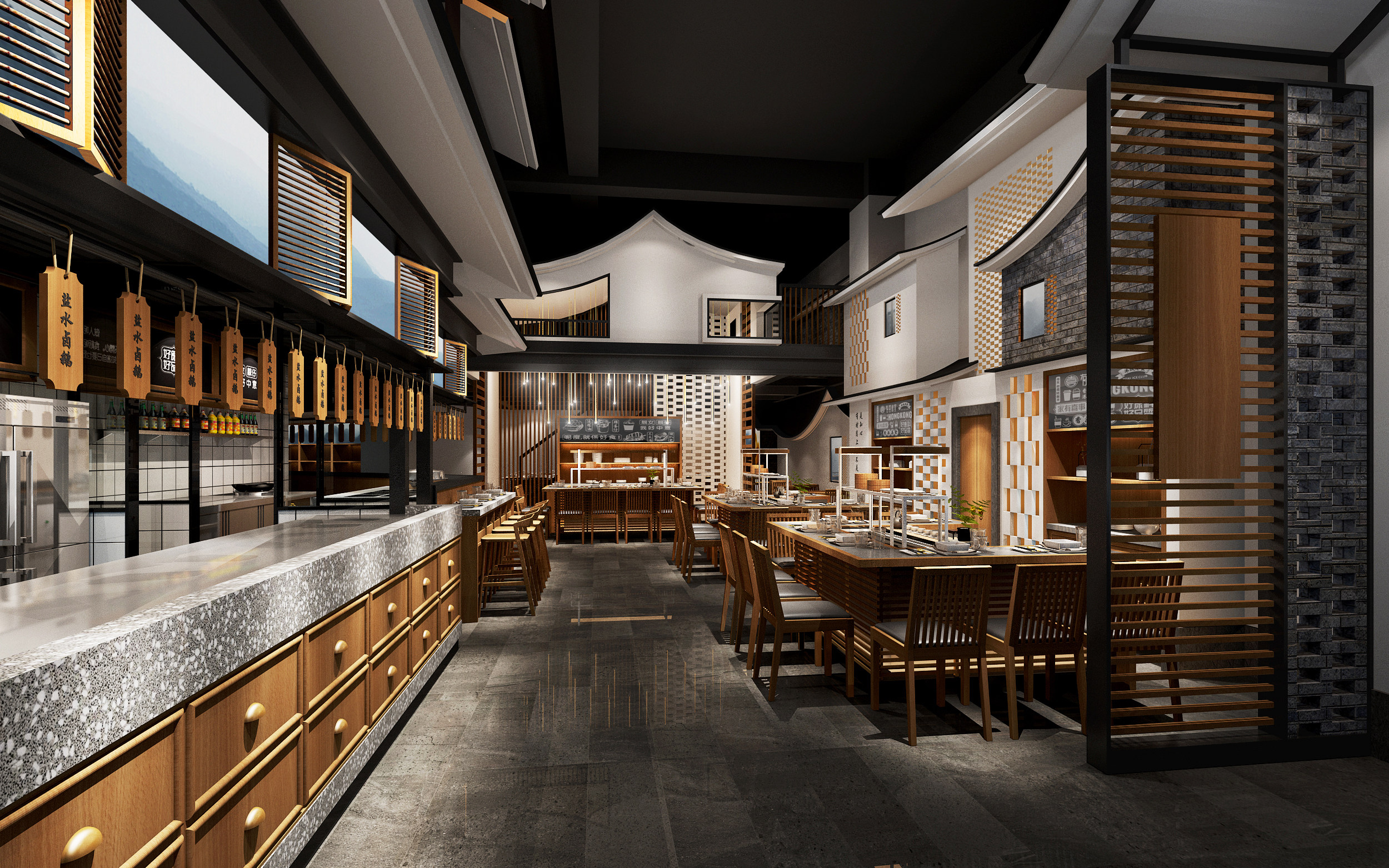 新中式中餐厅3d模型下载