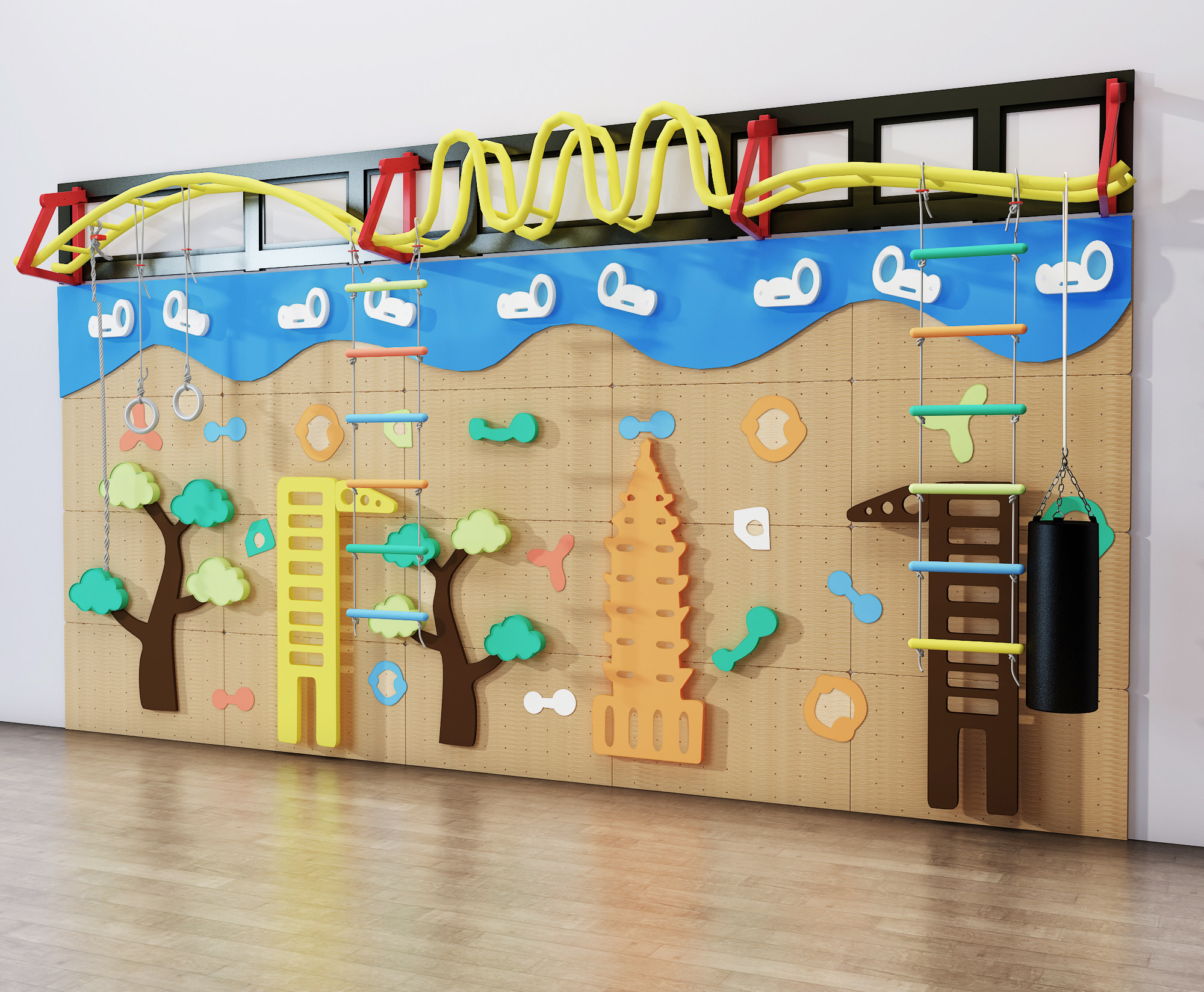 现代儿童活动墙3d模型下载