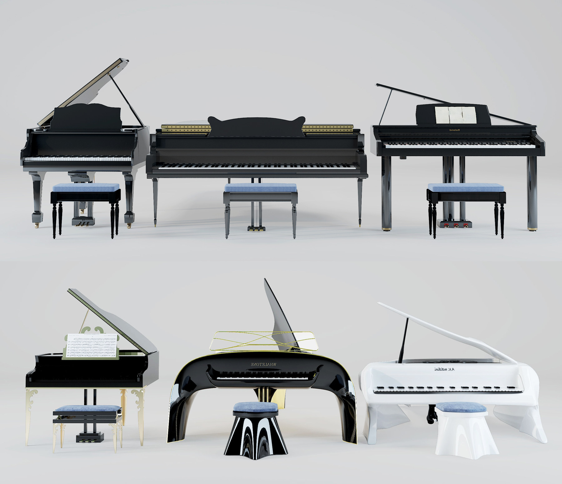 现代钢琴乐器3d模型下载