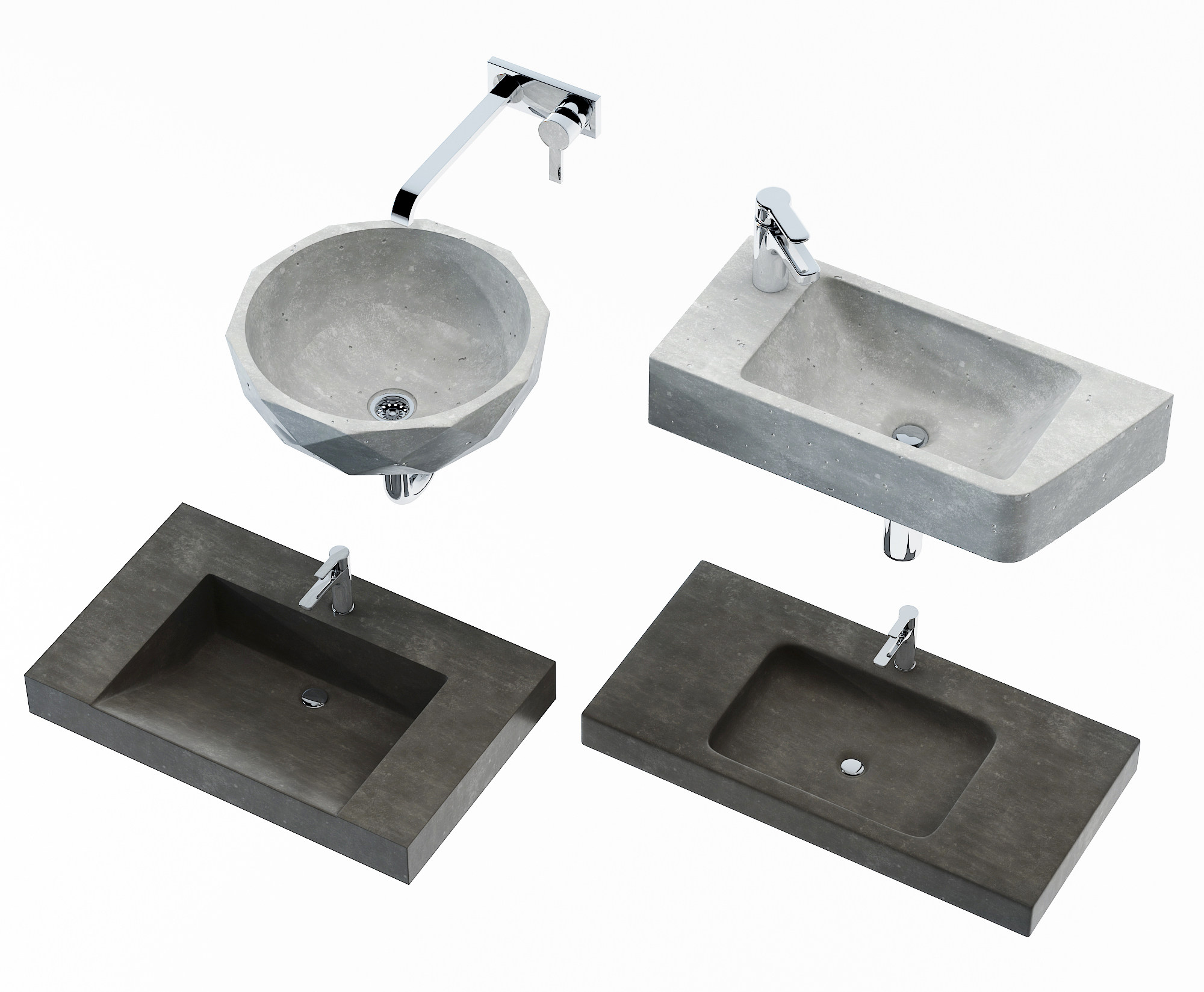 现代台盆洗手池3d模型下载