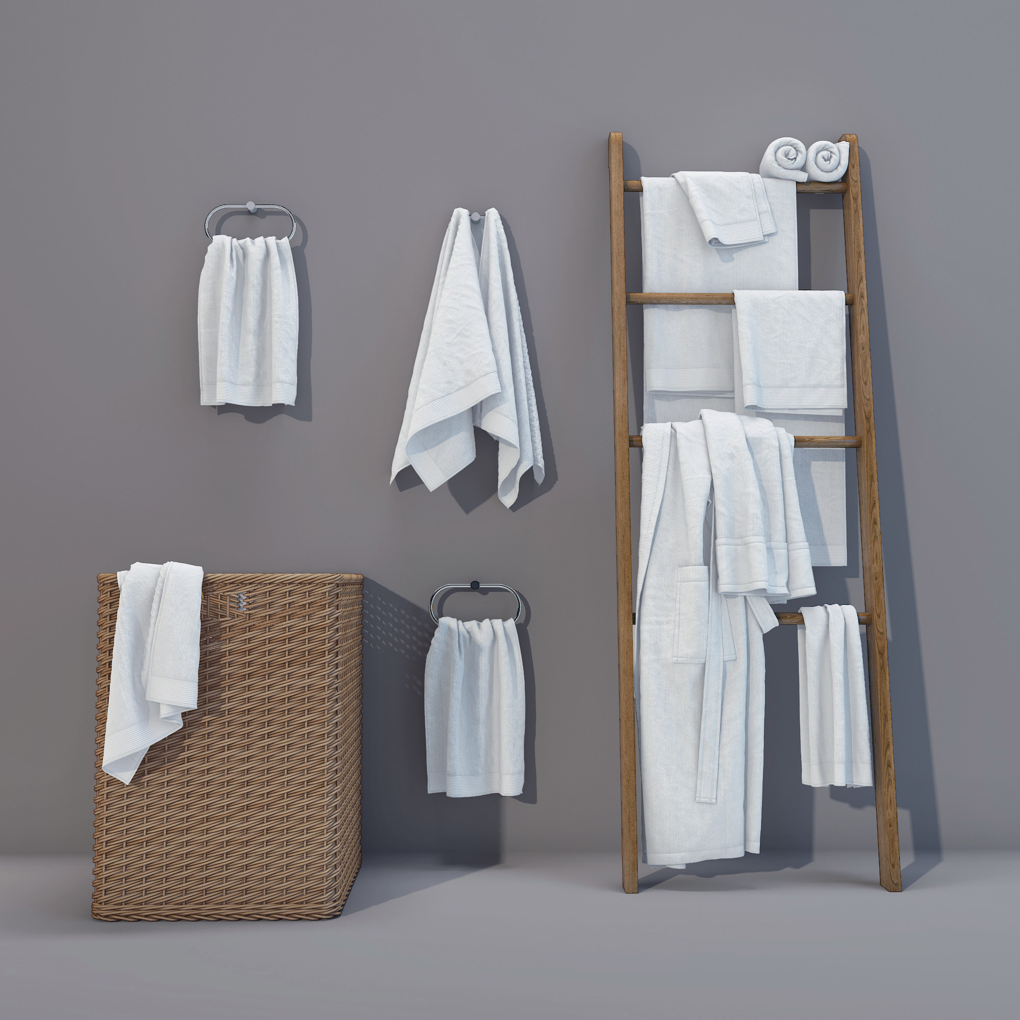 现代毛巾卫浴用品组合3d模型下载