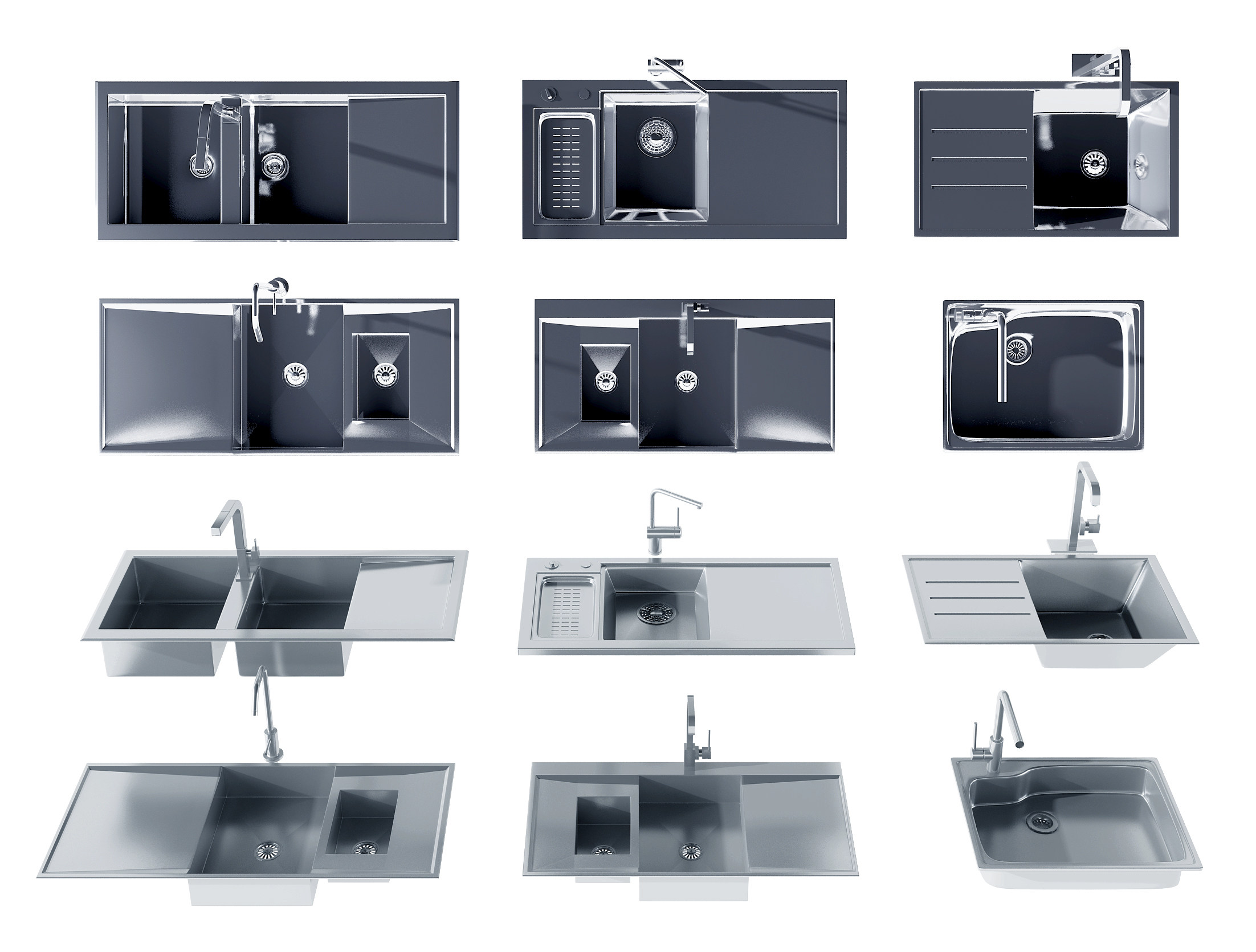 现代厨房水槽洗菜盆3d模型下载
