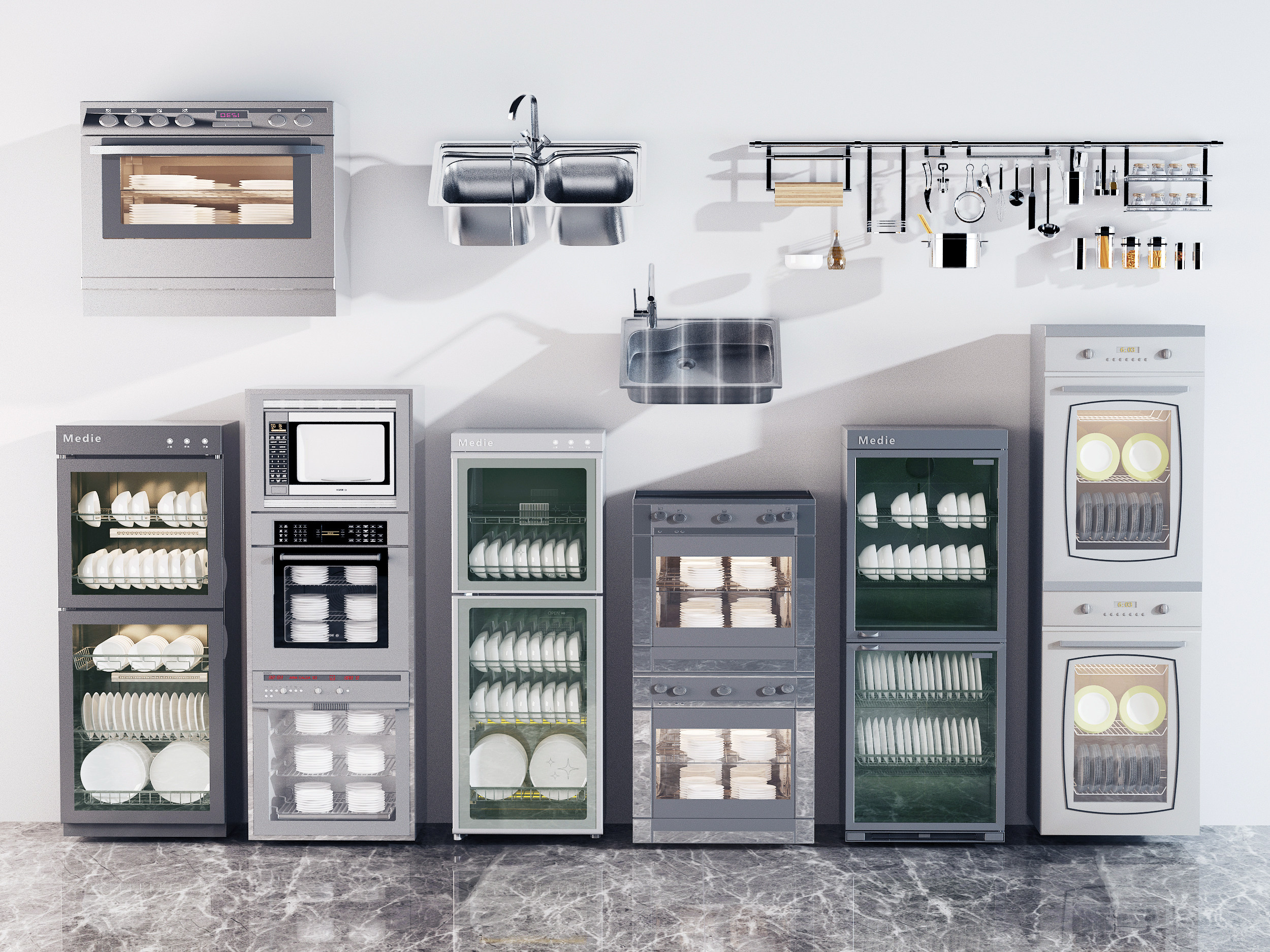 现代消毒柜，厨房用品3d模型下载
