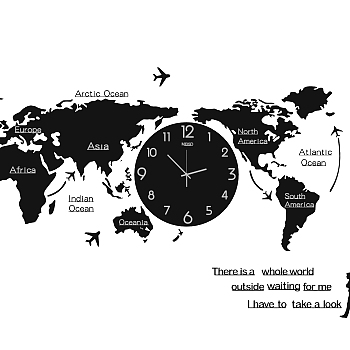现代简约世界地图挂钟3d模型下载