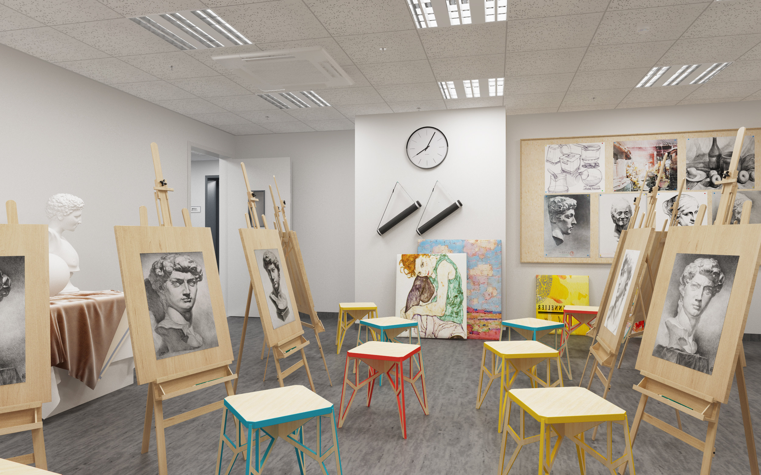 现代美术教室3d模型下载