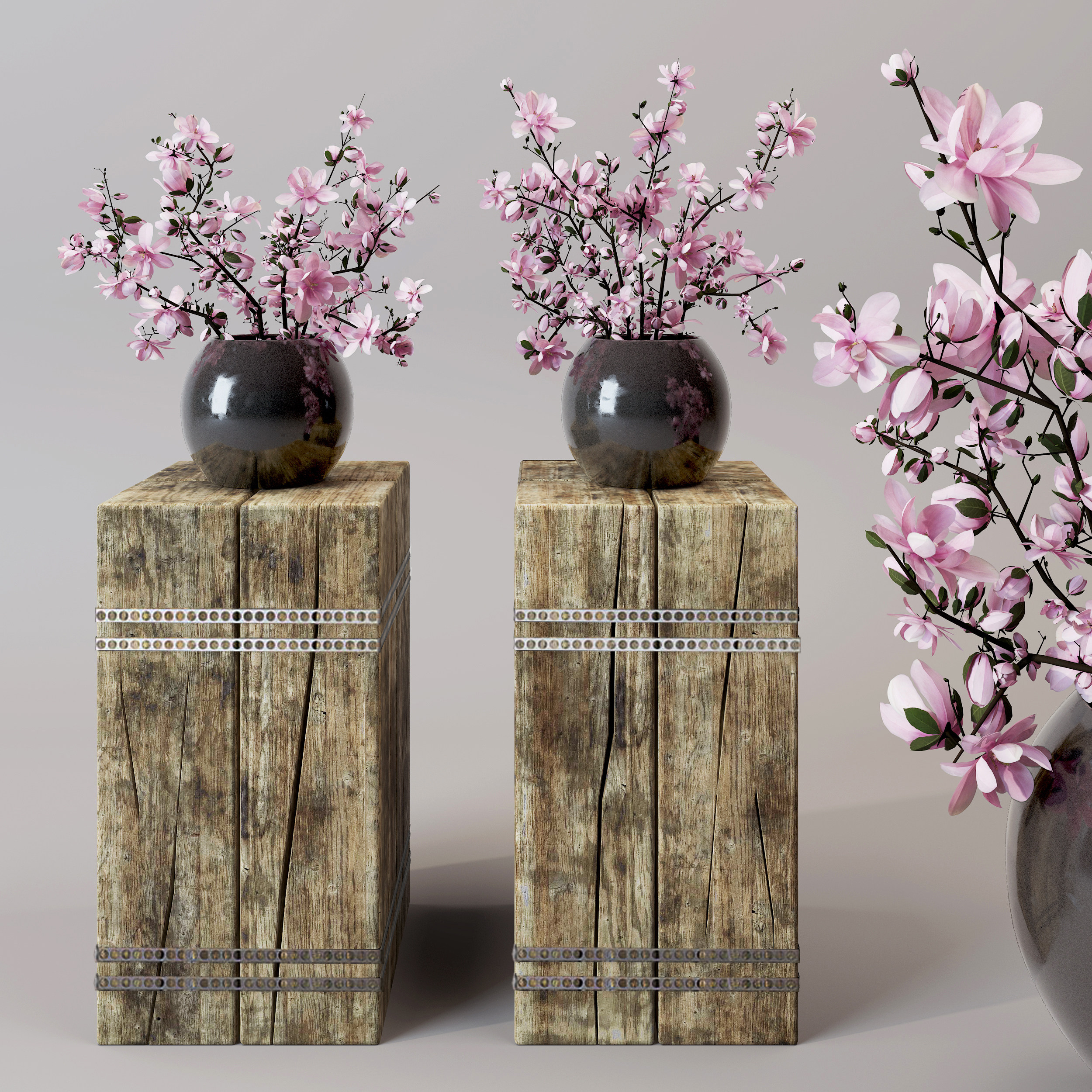 新中式花瓶，花艺，装饰摆件3d模型下载
