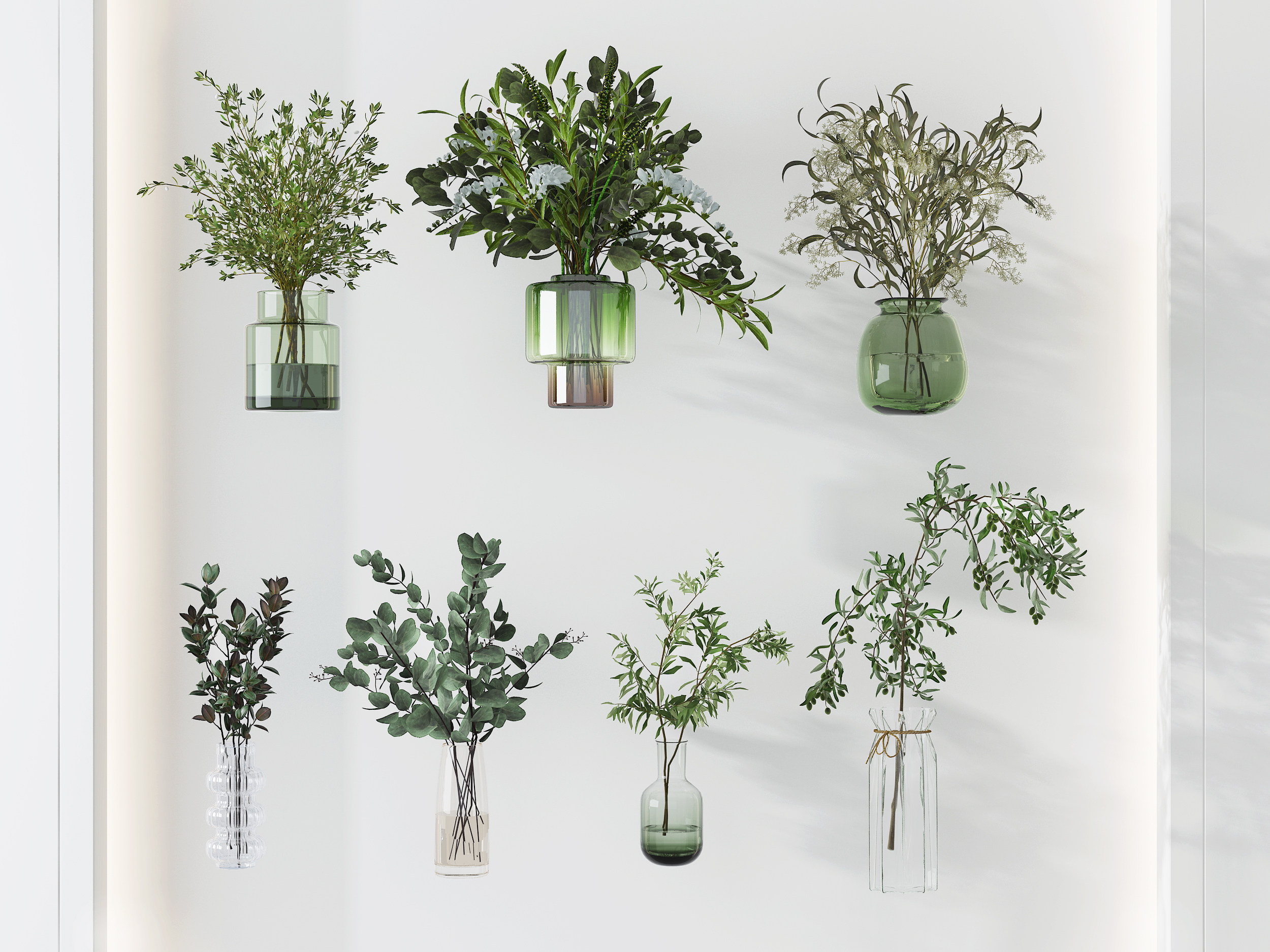 现代水生绿植玻璃花瓶3d模型下载