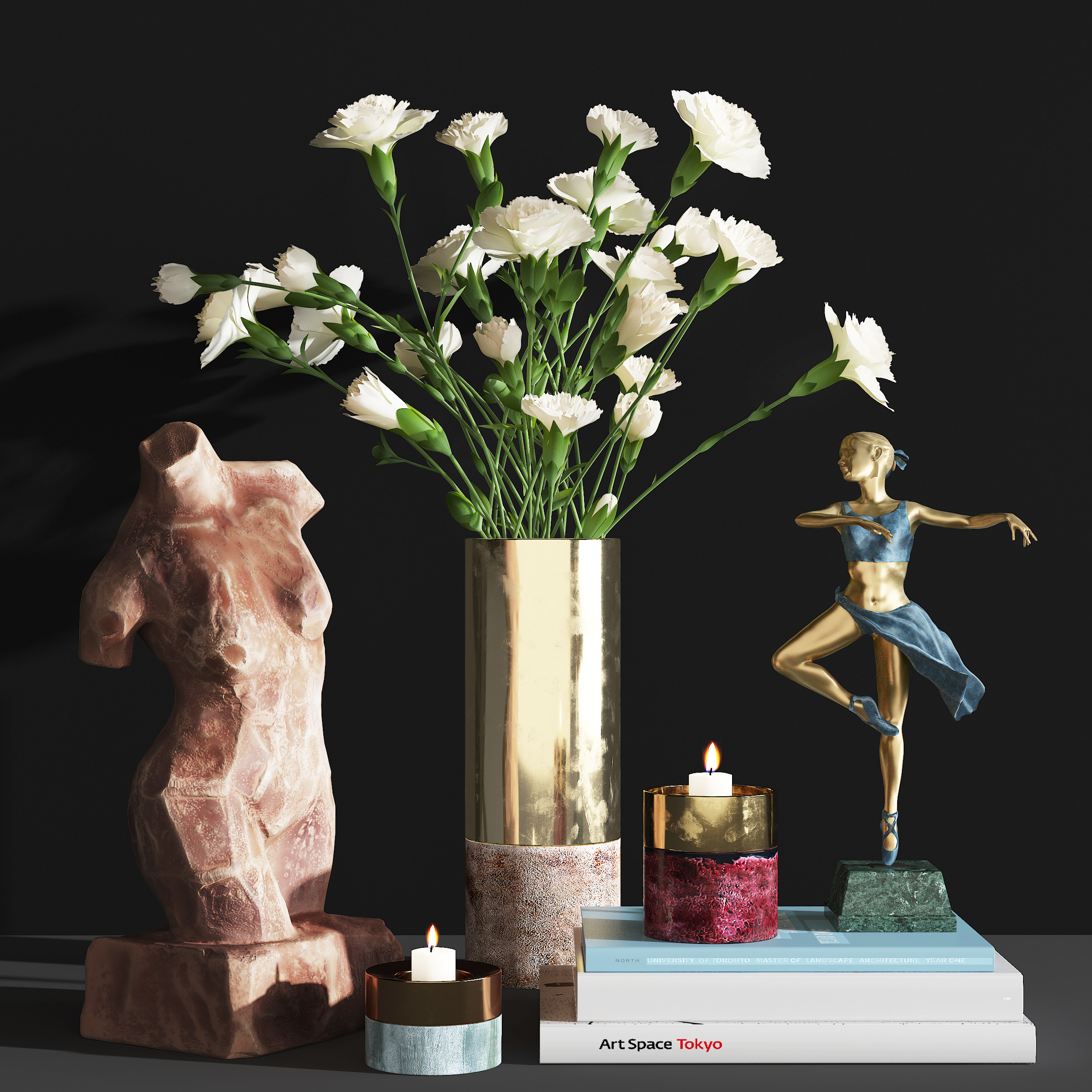 现代花瓶，雕塑，书籍摆件3d模型下载