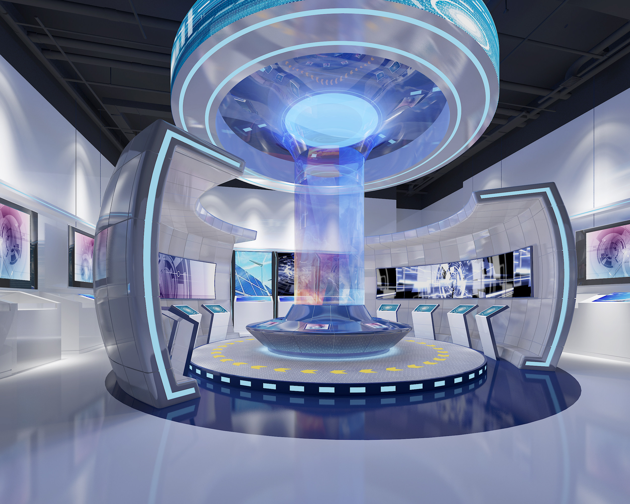 现代科技展厅3d模型下载