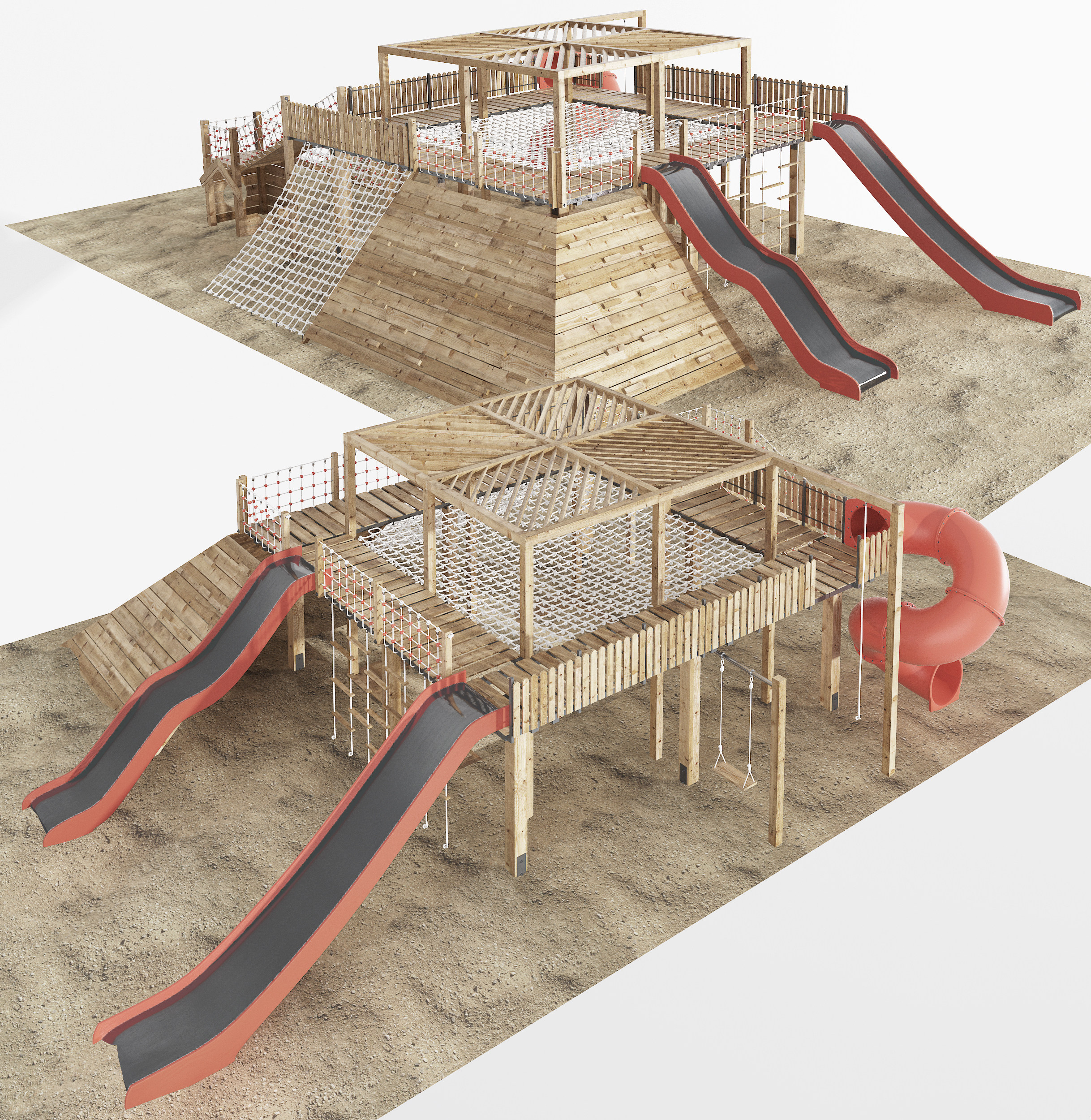现代户外游乐场攀爬滑梯3d模型下载