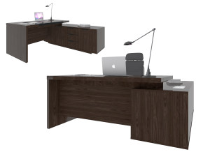 现代实木班台桌办公桌3d模型下载