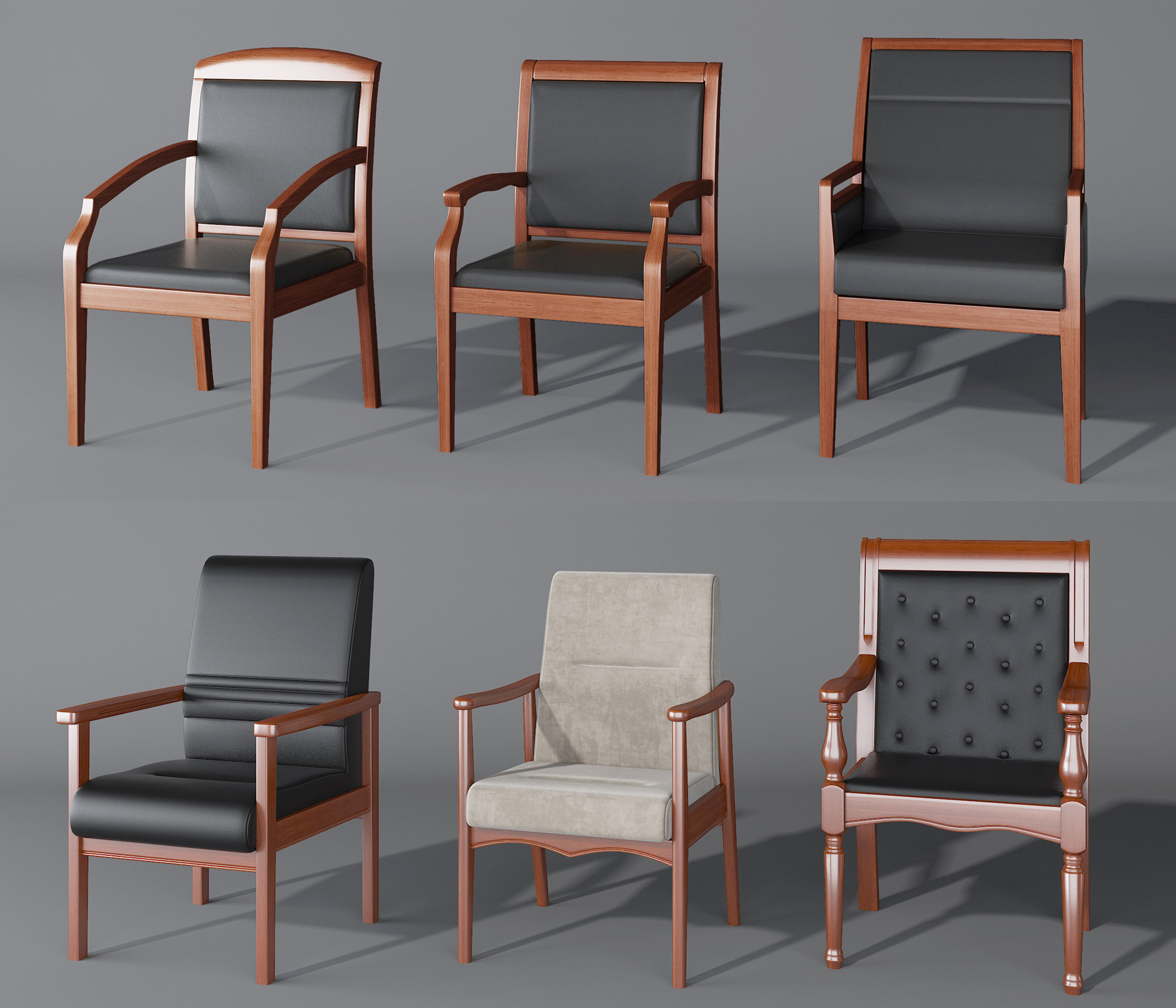 新中式实木办公椅3d模型下载