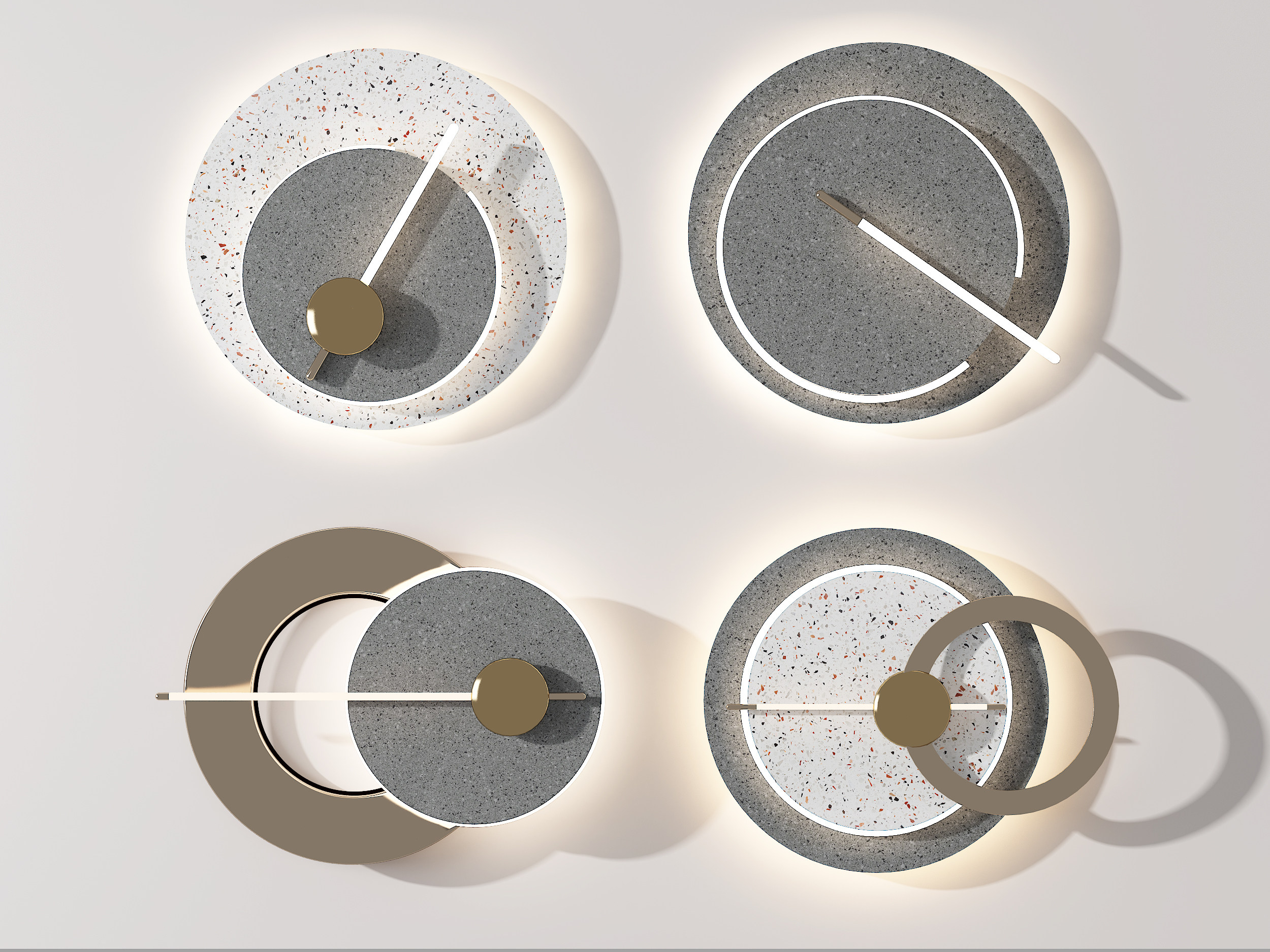 现代圆形金属墙饰壁灯，3d模型下载