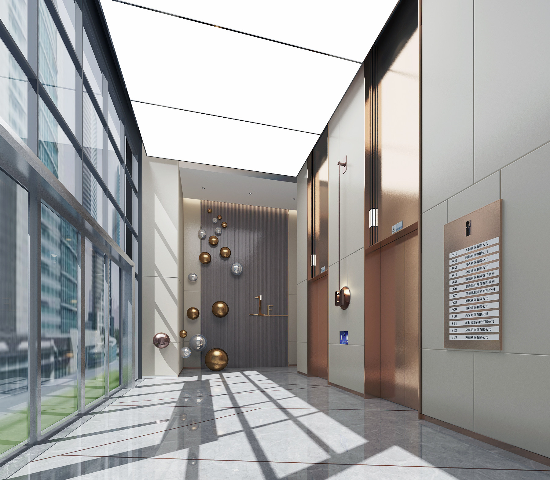 现代办公楼写字楼电梯厅3d模型下载