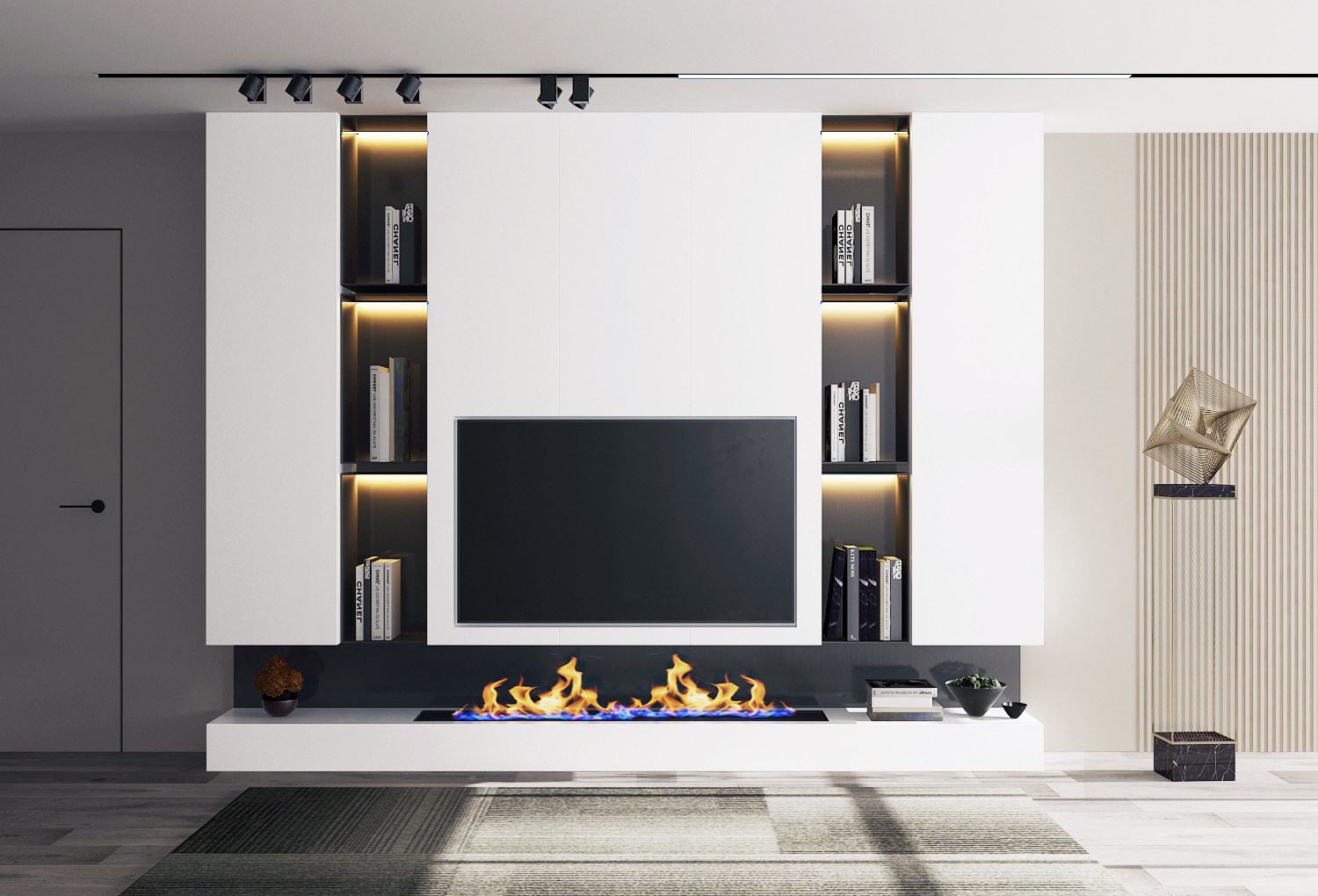 现代装饰柜电视背景墙,3d模型下载