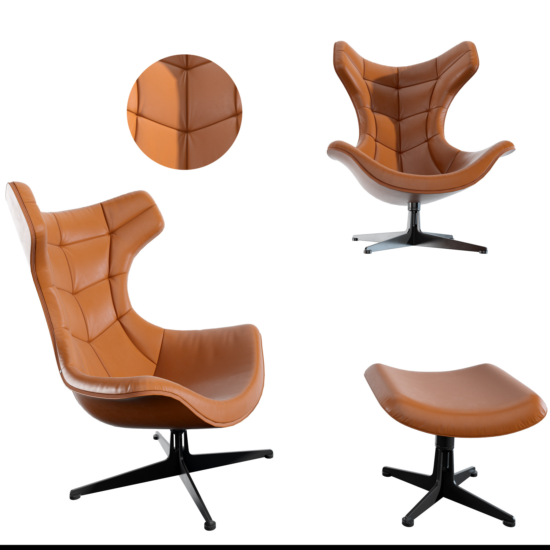 现代皮革休闲椅3d模型下载