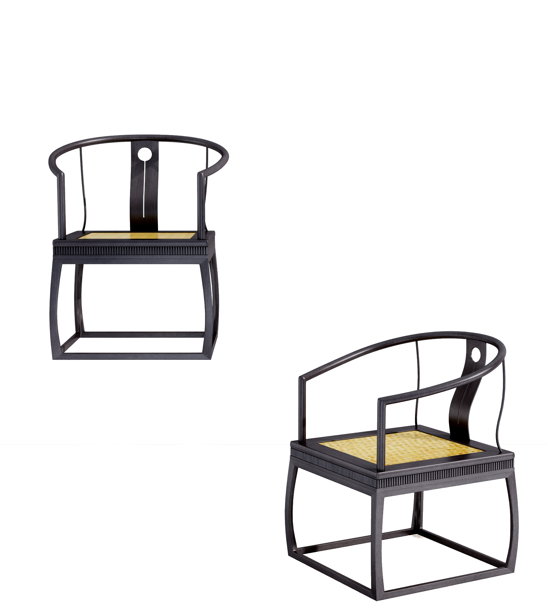 新中式实木休闲椅，圈椅3d模型下载