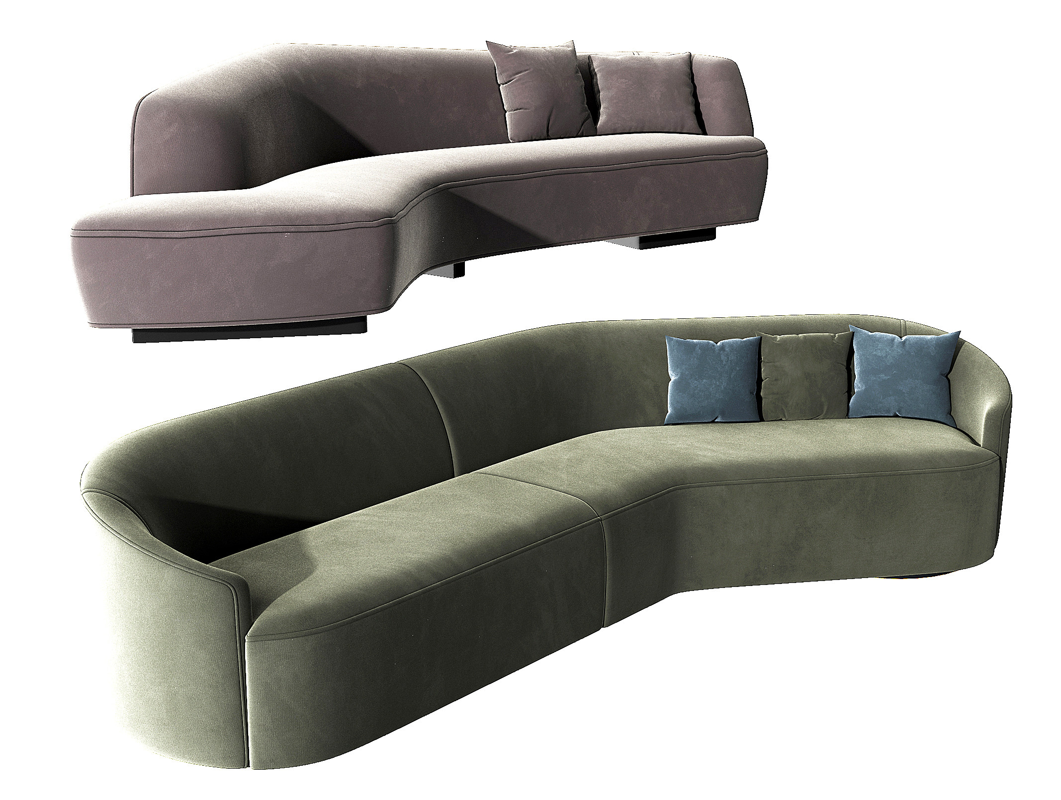 现代布艺弧形沙发3d模型下载