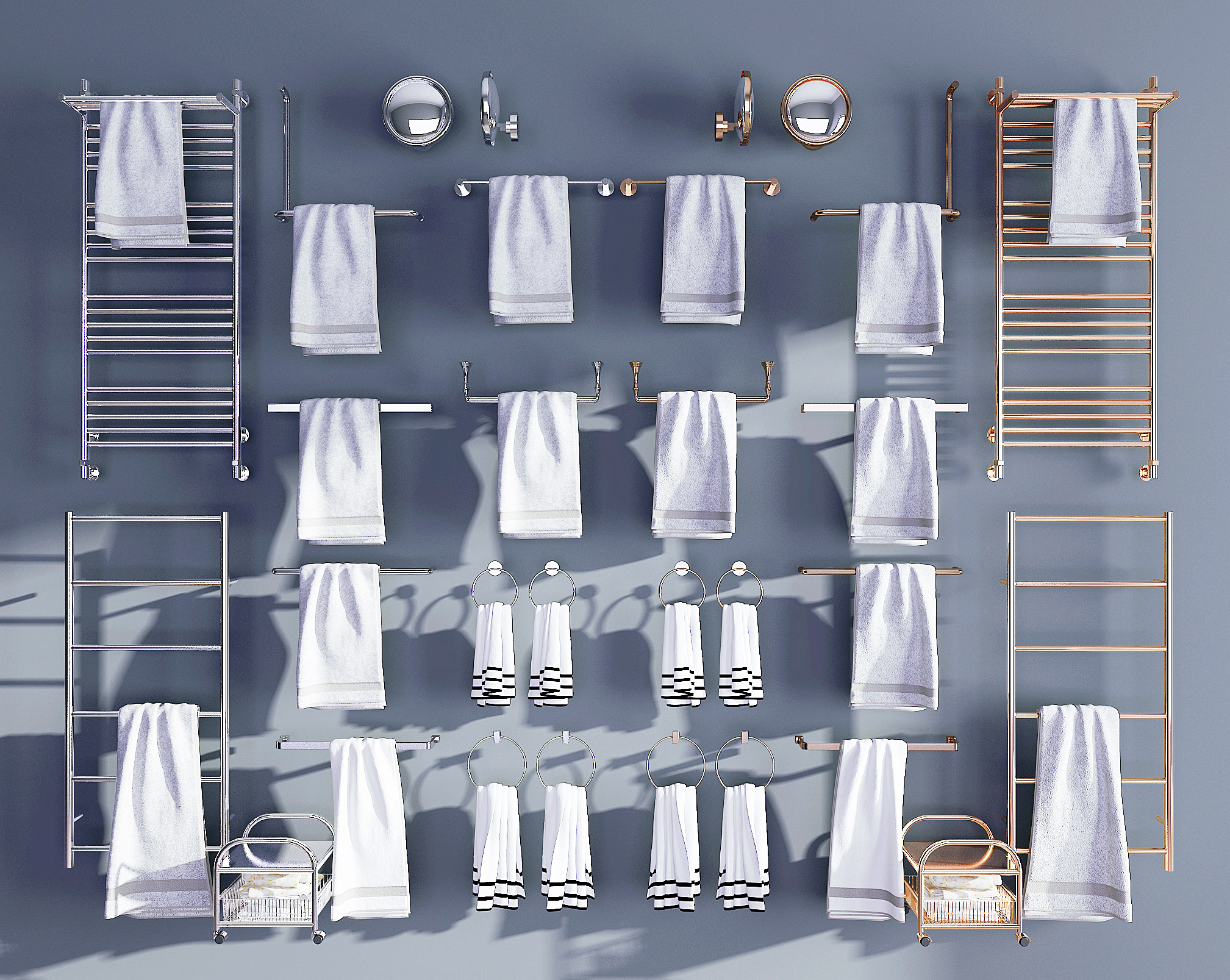 现代浴室架毛巾架，毛巾，3d模型下载