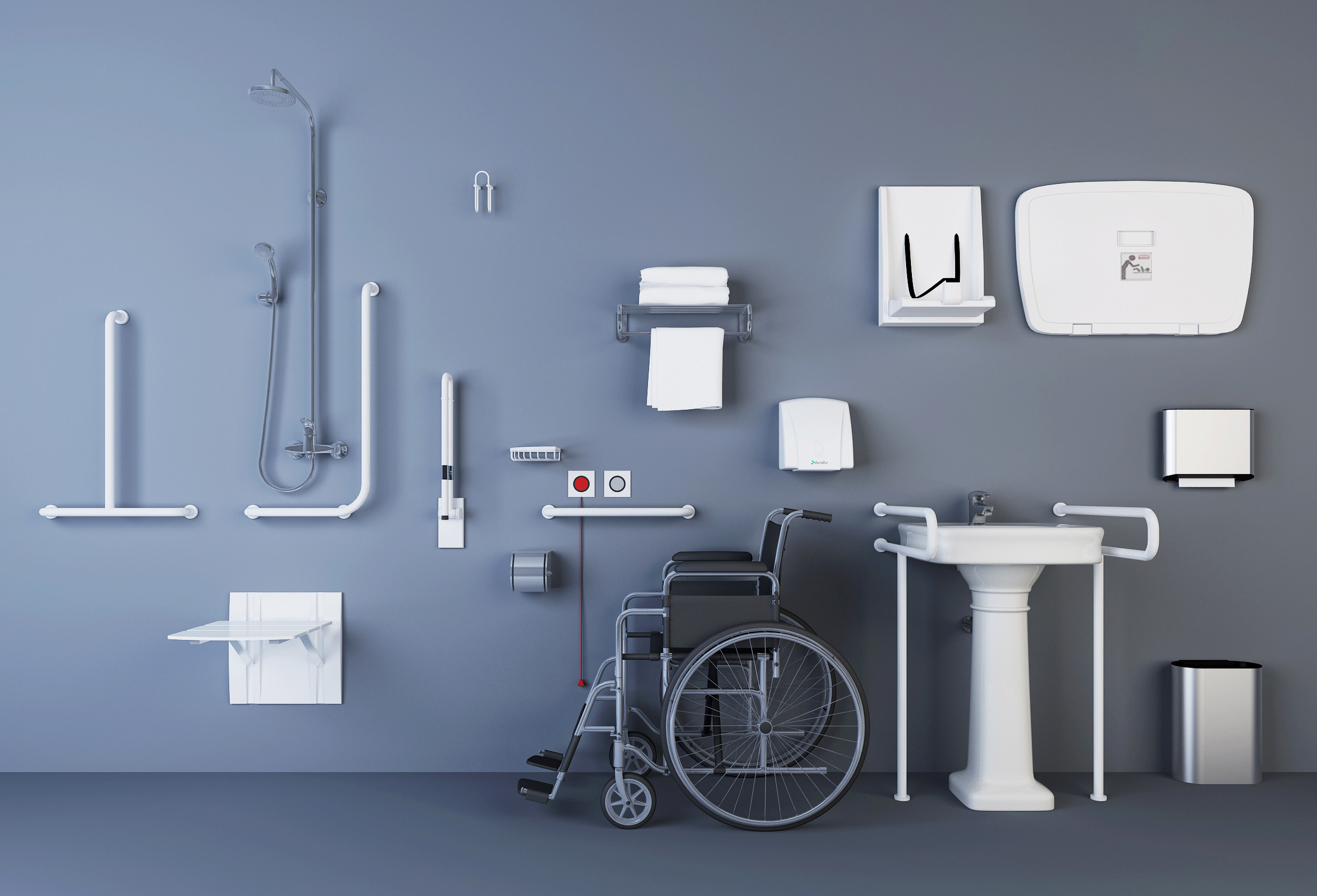现代轮椅，卫浴用品3d模型下载